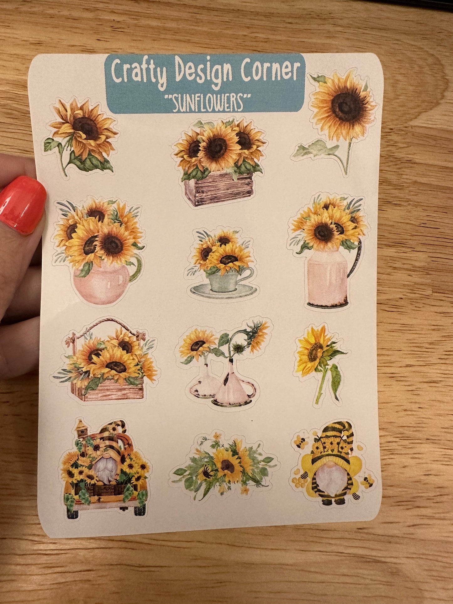 Gnome Sunflower Bouquet Planner STICKER