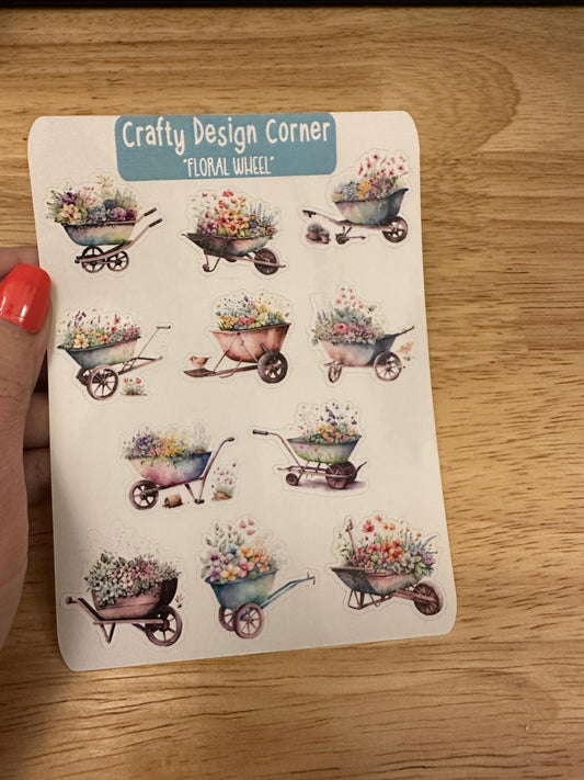 Wheel Barrel Floral Planner STICKER