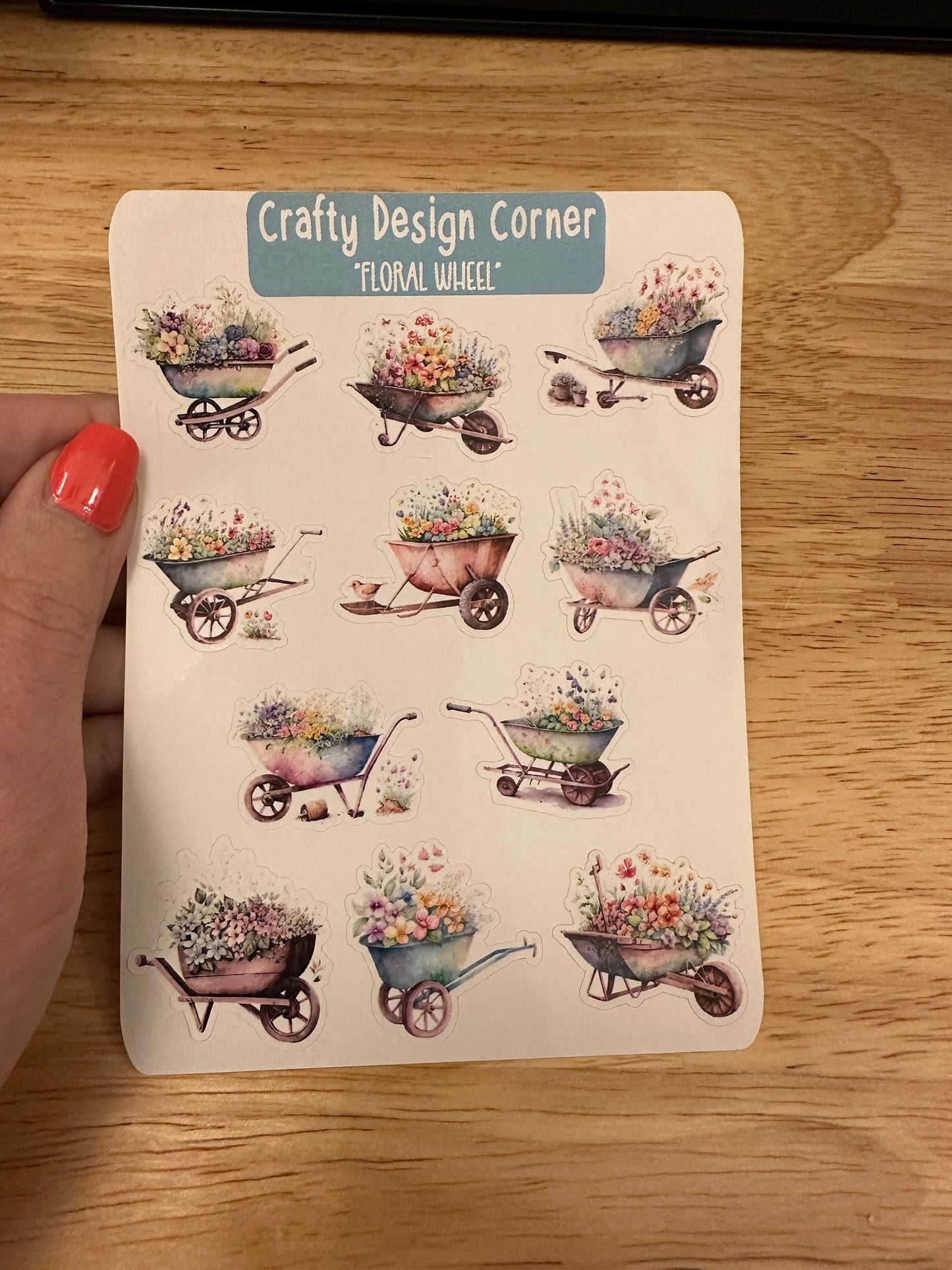 Wheel Barrel Floral Planner STICKER