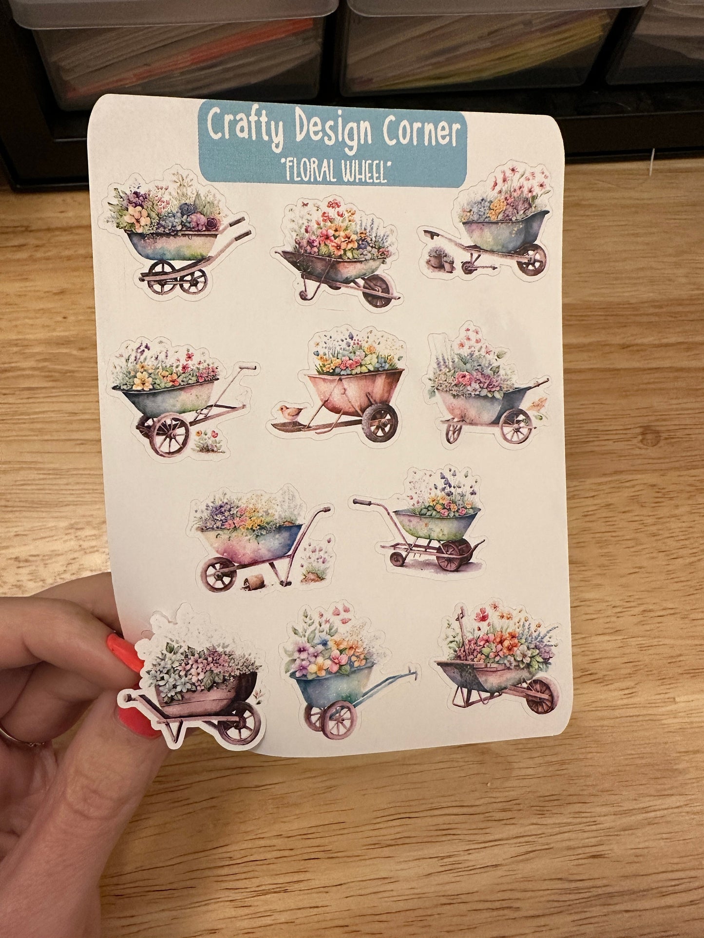 Wheel Barrel Floral Planner STICKER
