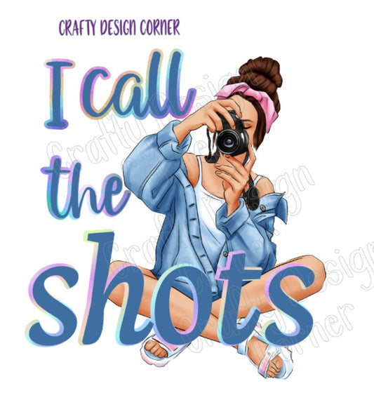 Brunette I call the Shots PNG/JPEG Digital Download, Photography Design, Camera design, Brown Hair photographer