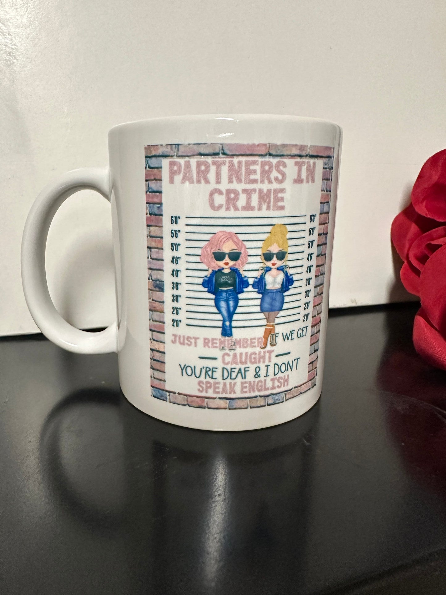 BFF Partners in Crime Brick Wall Mug