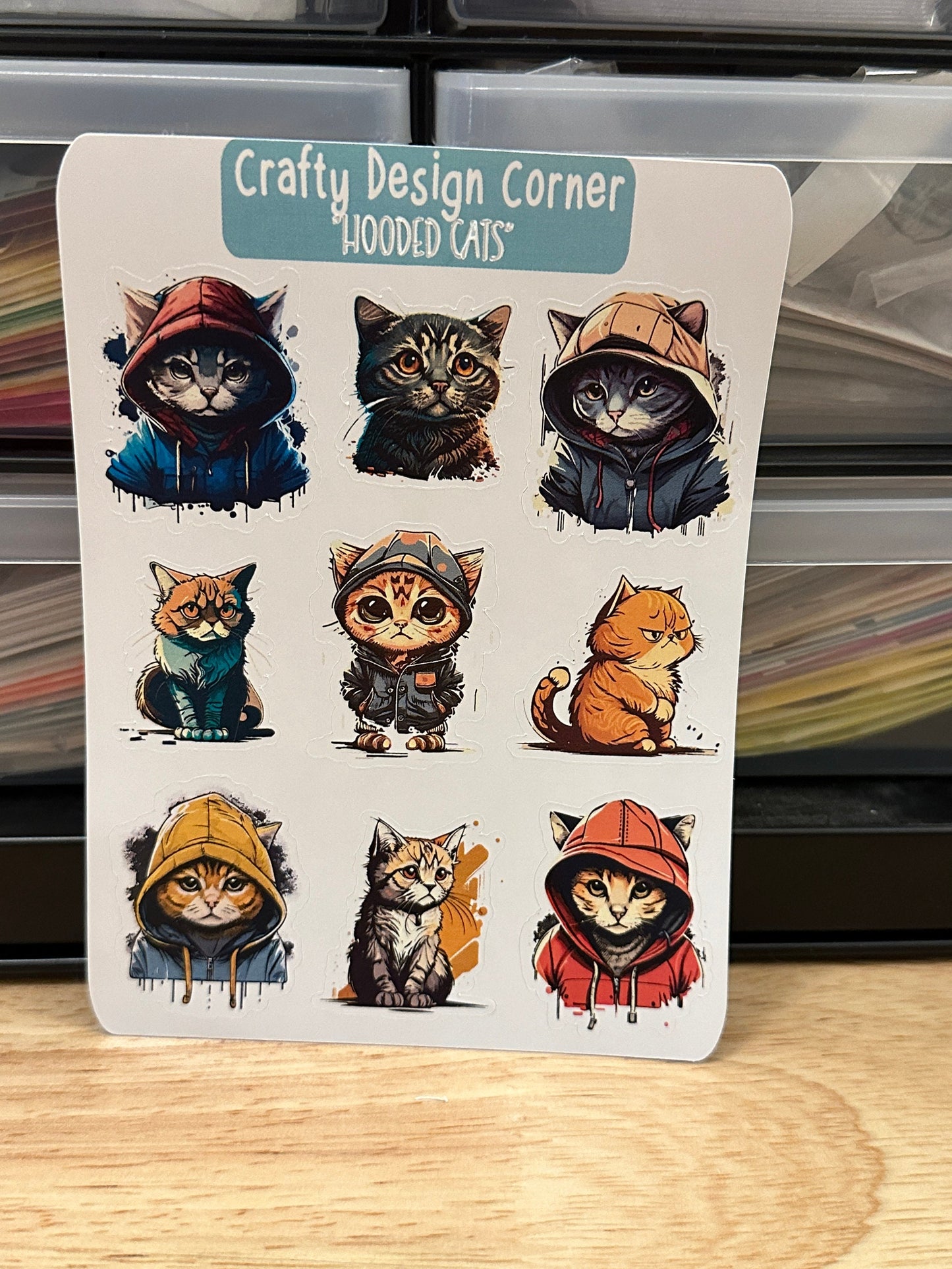 Hooded Cat Planner STICKER, Cute Cat Planner Sticker, Cats with Jackets on stickers
