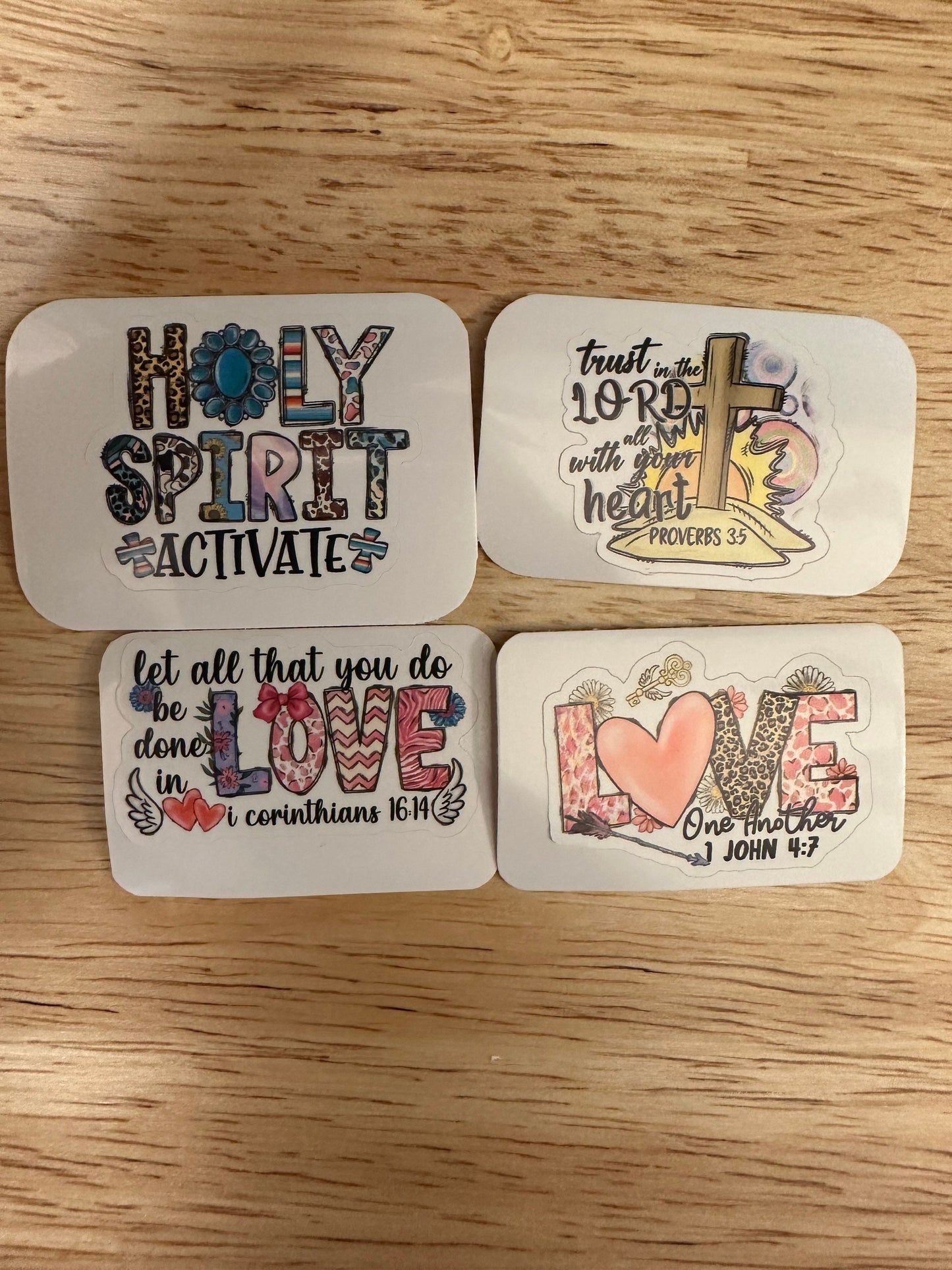 Set of 4 Christian Stickers, Holy Spirit Activate, love sticker, biblical stickers