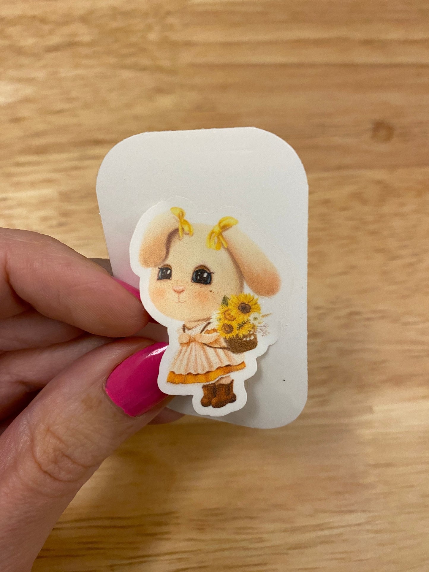 Cute Bunny with Sunflowers Sticker, Rabbit with Flowers Sticker, Bunny Sticker, Rabbit Sticker, Cute Bunny sticker with sunflowers
