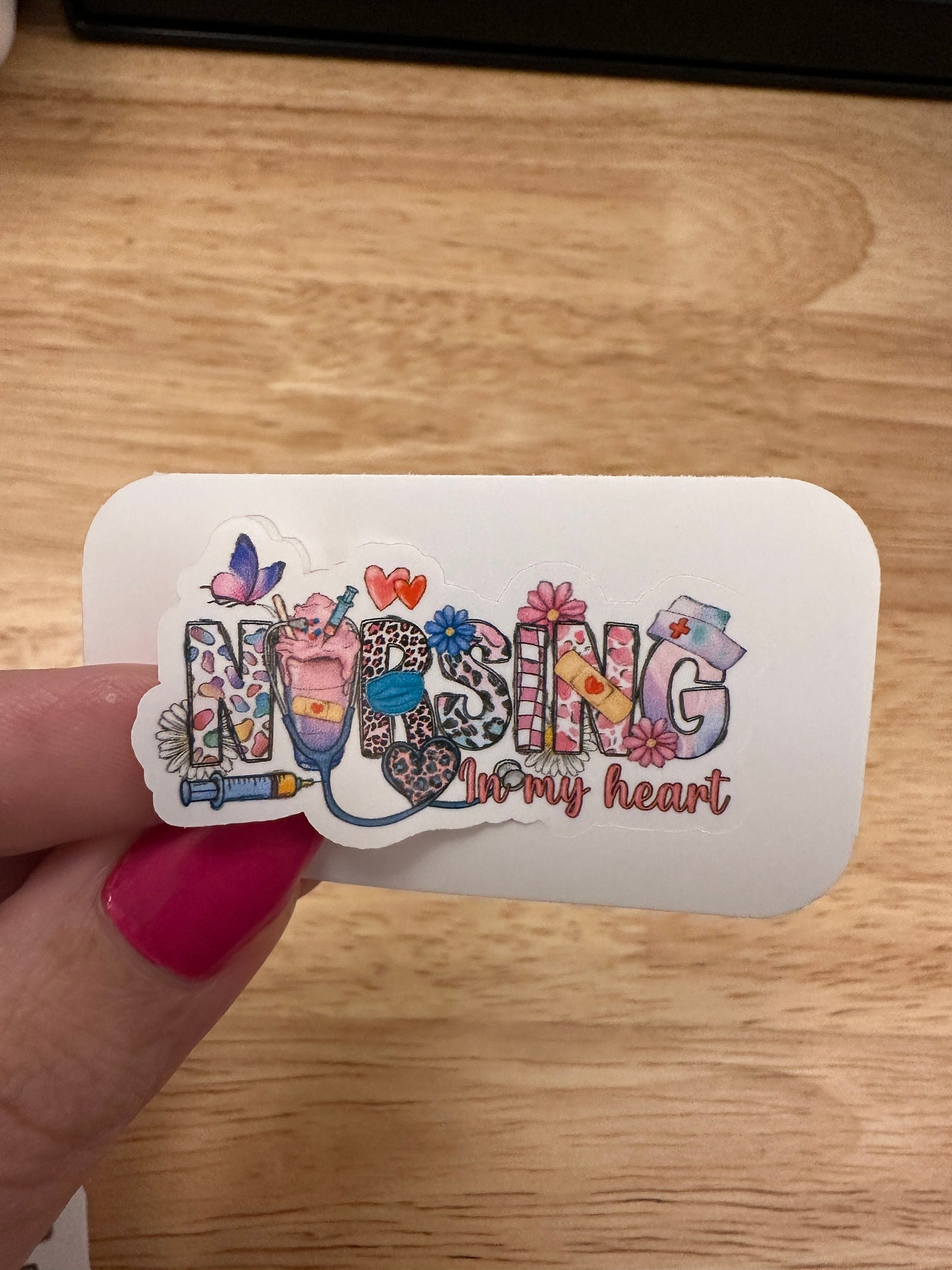 Set of 4 Nurse Stickers, Love Nurse Life sticker, Nursing inmt heart sticker, Peace Love Nursing sticker, Coffee Scrubs Rubber Gloves Sticke