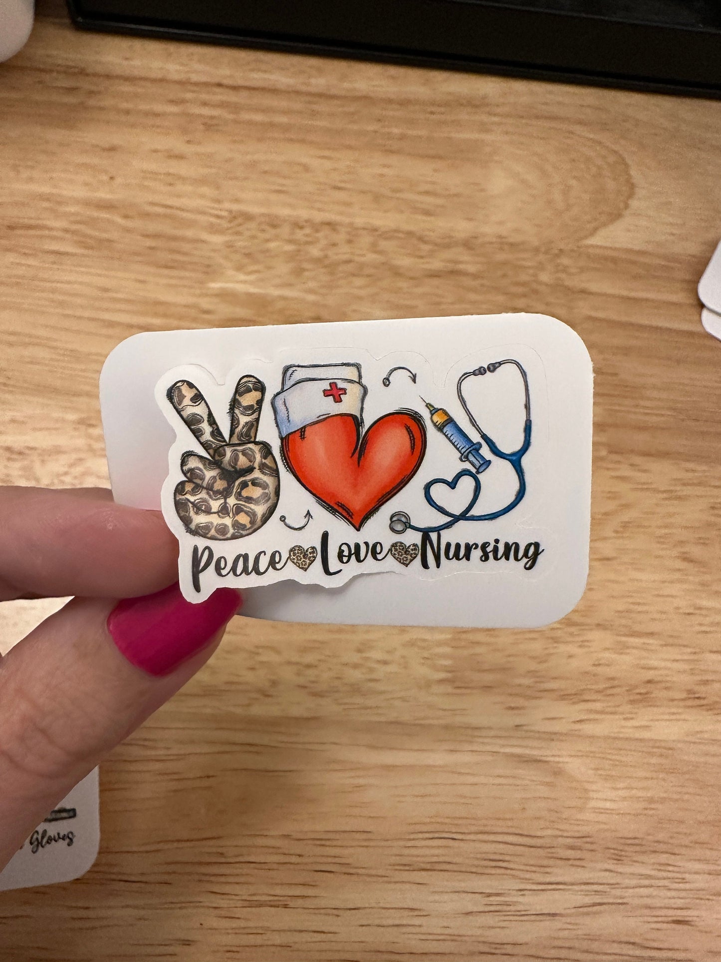 Set of 4 Nurse Stickers, Love Nurse Life sticker, Nursing inmt heart sticker, Peace Love Nursing sticker, Coffee Scrubs Rubber Gloves Sticke
