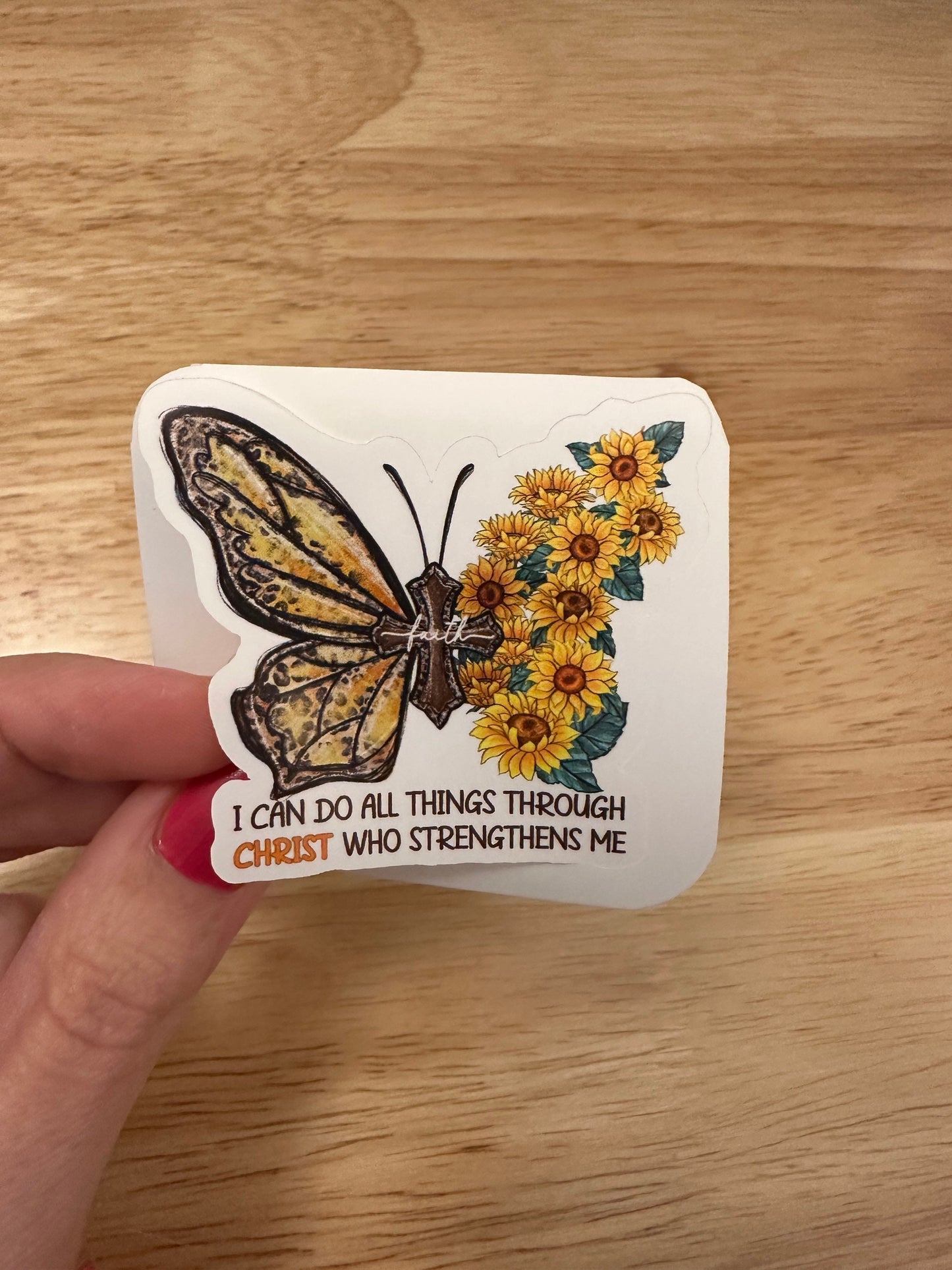 Pack of 4 Christian Stickers, I can do all things through Christ who strengthens me, with God all things are possible, biblical stickers