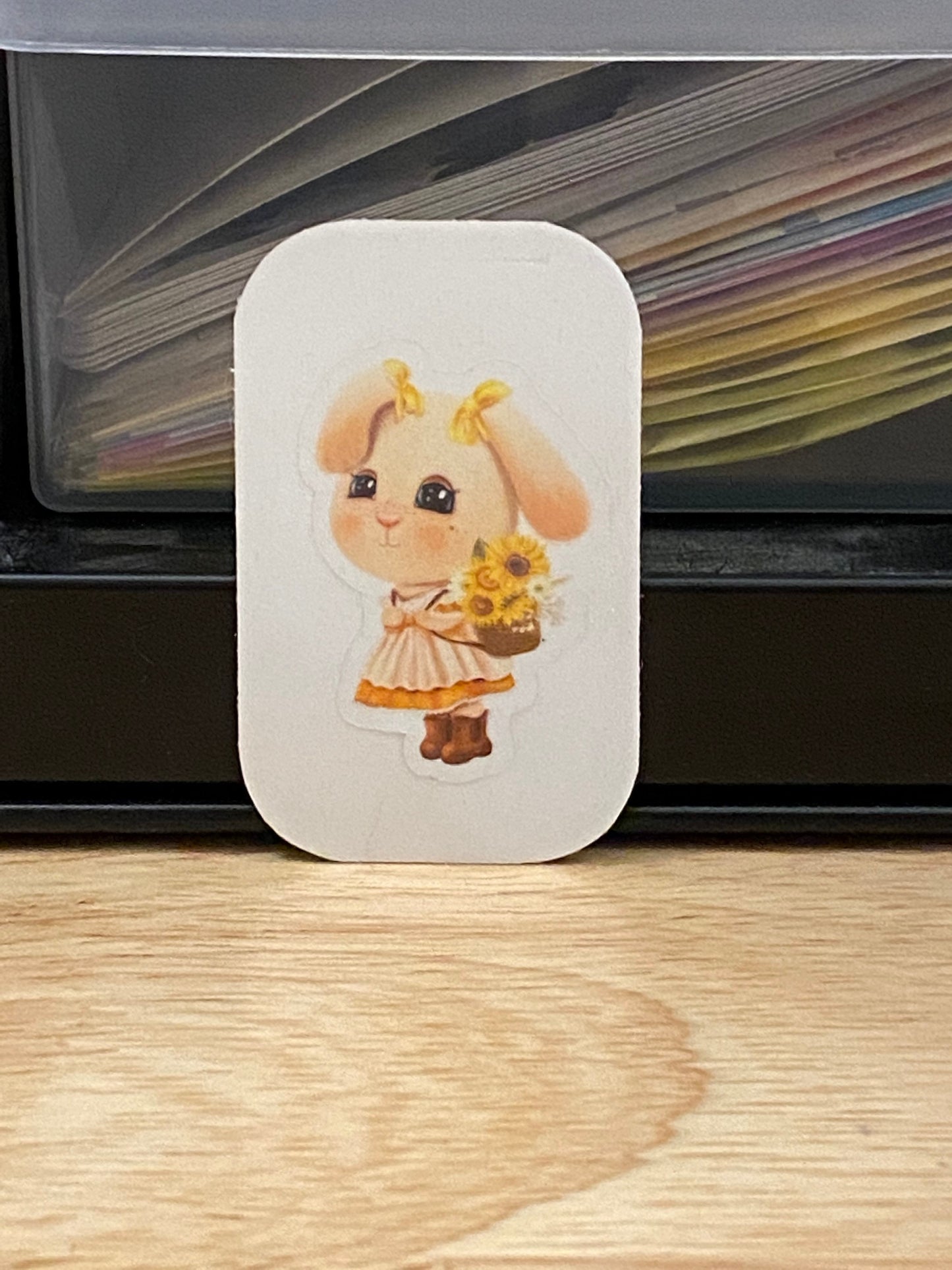 Cute Bunny with Sunflowers Sticker, Rabbit with Flowers Sticker, Bunny Sticker, Rabbit Sticker, Cute Bunny sticker with sunflowers