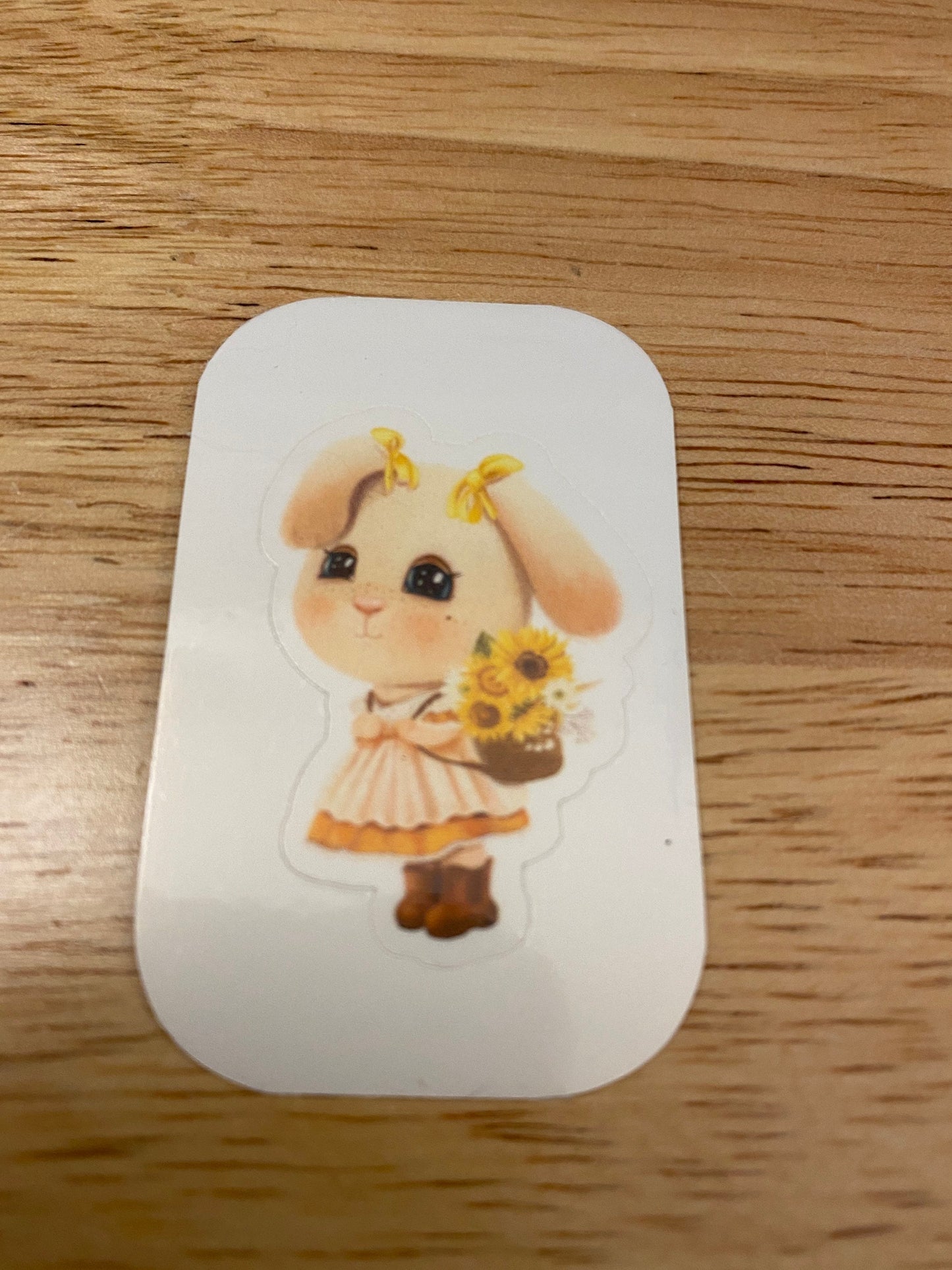 Cute Bunny with Sunflowers Sticker, Rabbit with Flowers Sticker, Bunny Sticker, Rabbit Sticker, Cute Bunny sticker with sunflowers