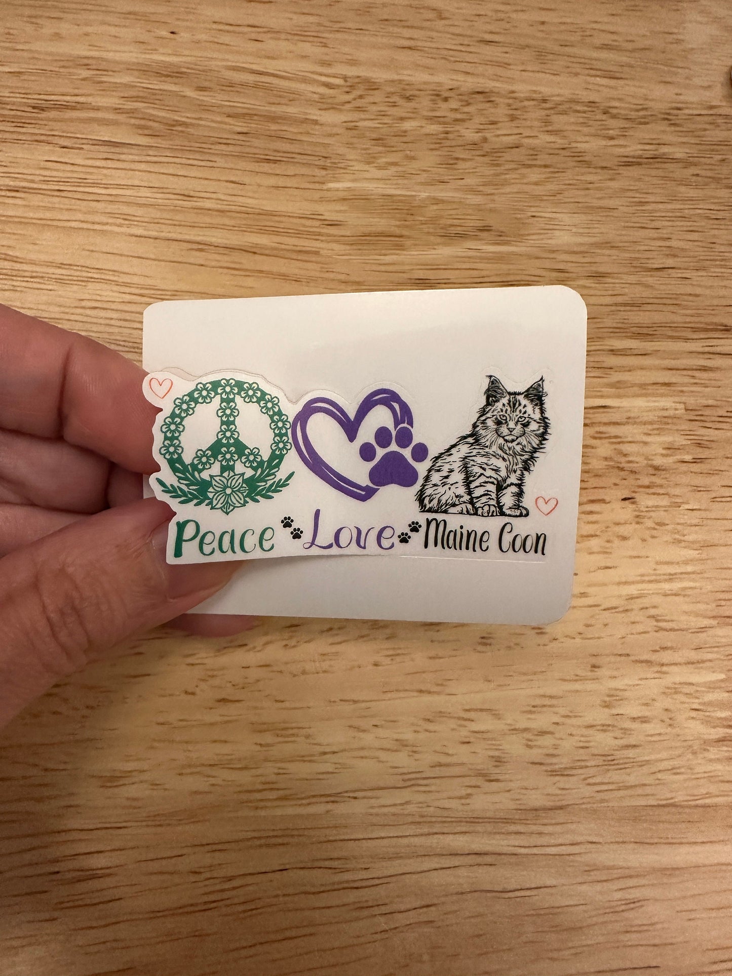 Set of 4 Maine Coon Stickers, Cat Sticker Bundle Stickers, Maine Coon Bigger and Fluffer sticker, Peace Love Maine Coon, Heart Beat Cat