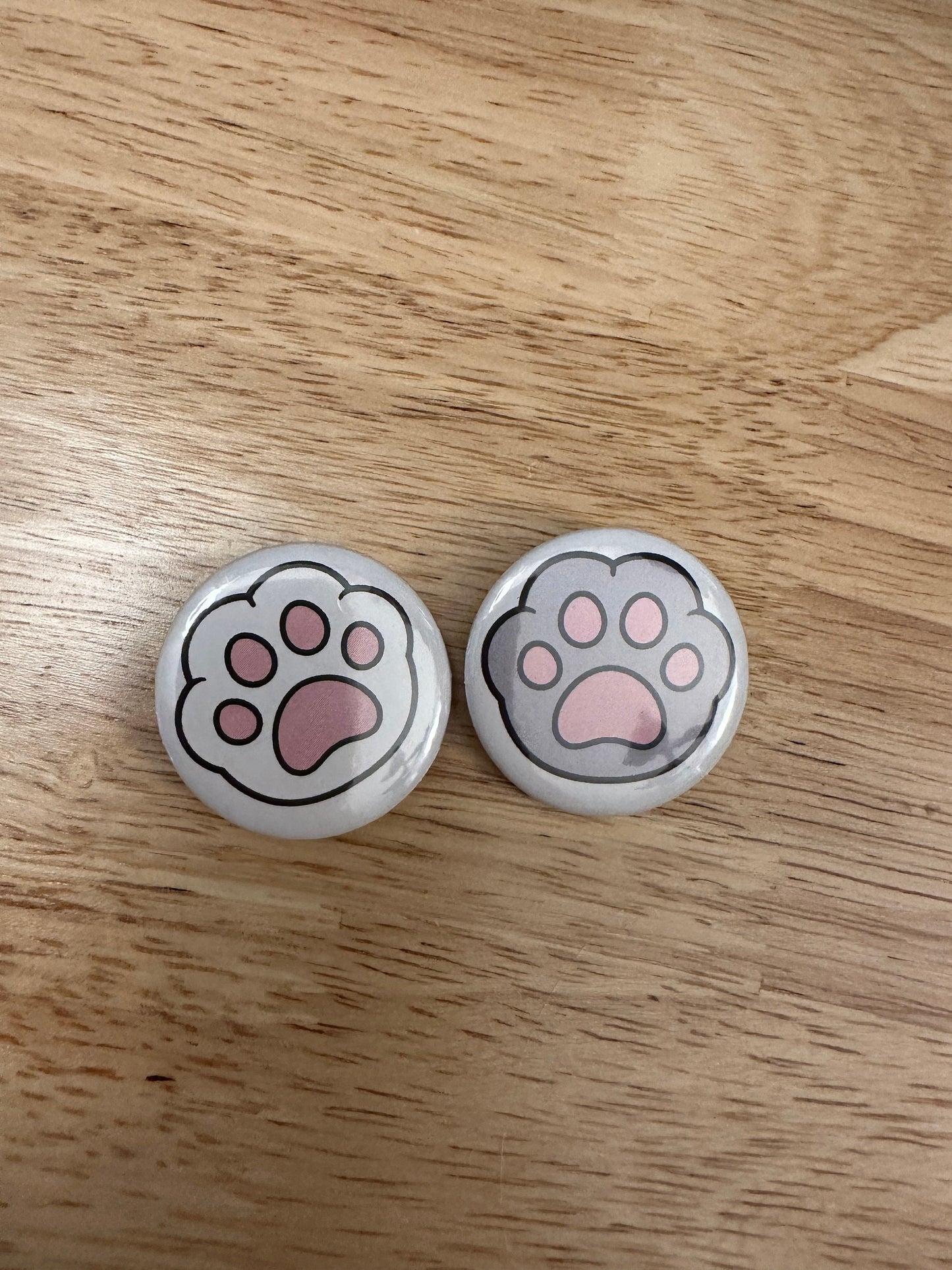 2 Pet Paw Pin 2.25" Button Pins or 1.25" Button options, Back Pack Decoration, Cat Pin, Cat Paw pins,