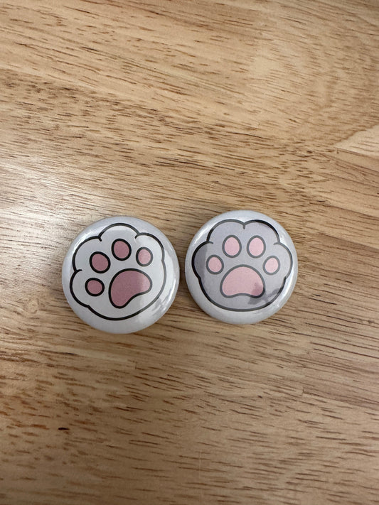 2 Pet Paw Pin 2.25" Button Pins or 1.25" Button options, Back Pack Decoration, Cat Pin, Cat Paw pins,