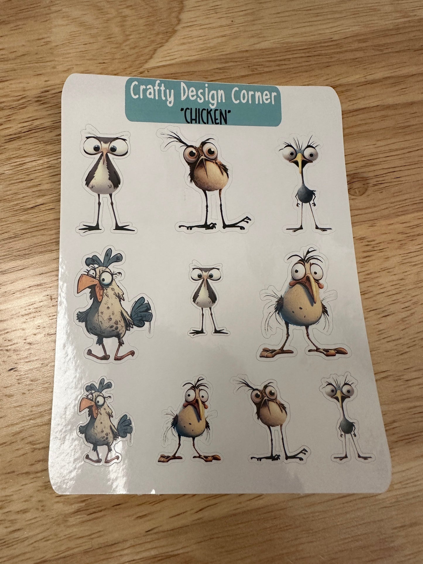1.5" Crazy Chicken Sticker sheet, Chicken sheet, Crazy Eyed Chicken Sheet Stickers