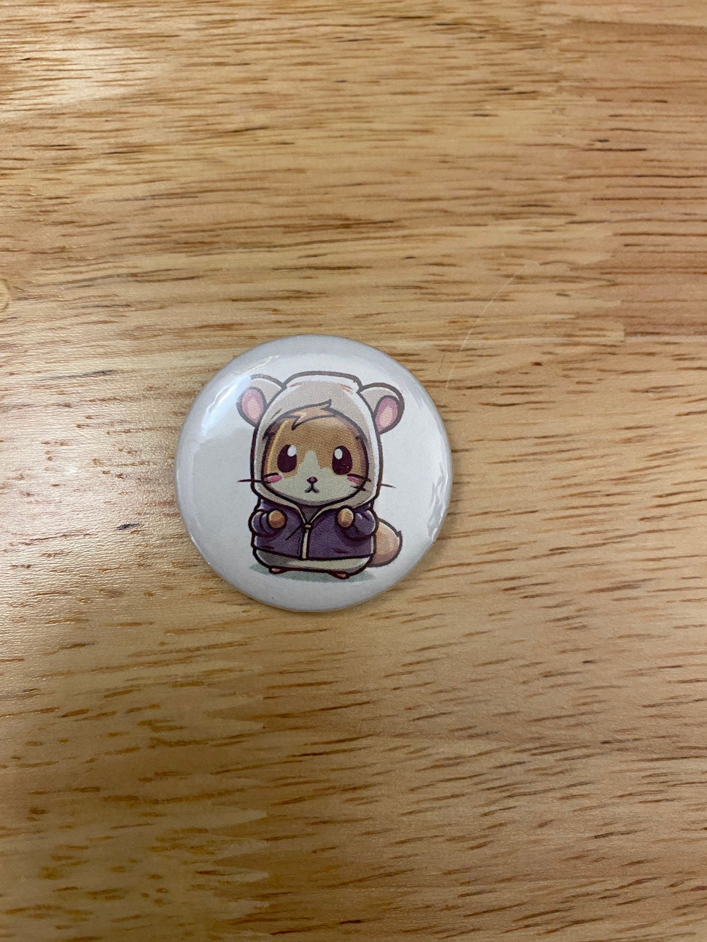 Hoodie Hamster Button, Back Pack Decoration, Announcement design, 2.25" Button Pins & 1.25" Button options