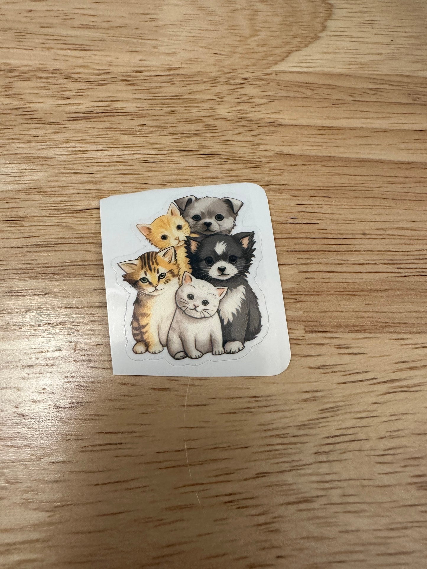 Cute Cat with Dogs Sticker, Cute Dog with Cat sticker, Halographic option