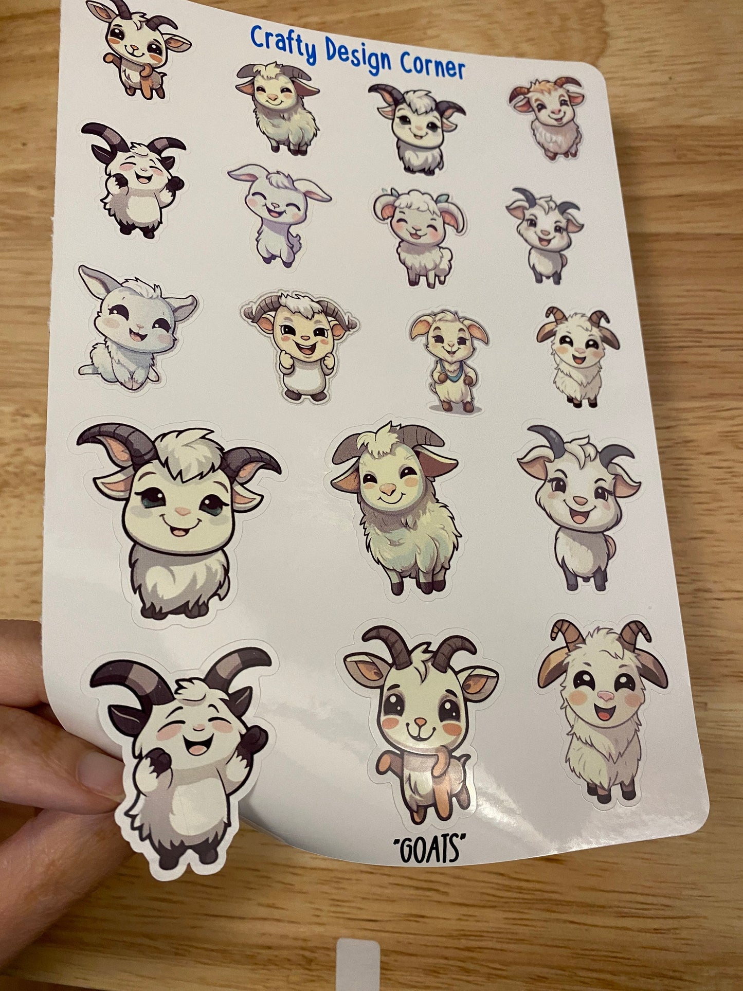 18 Goat Stickers Sheet, Cute Goats, Kawaii Goat sticker sheet