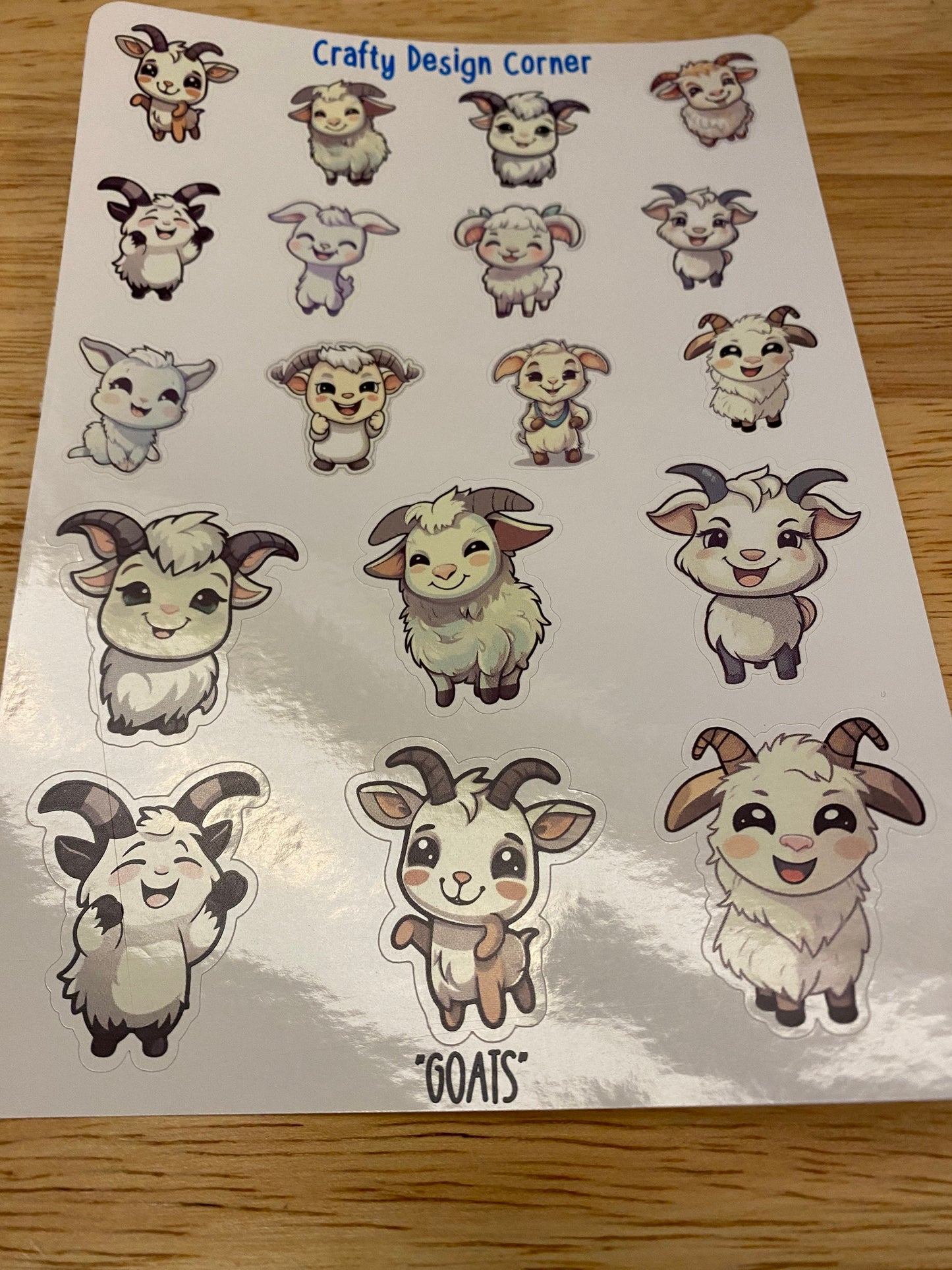 18 Goat Stickers Sheet, Cute Goats, Kawaii Goat sticker sheet