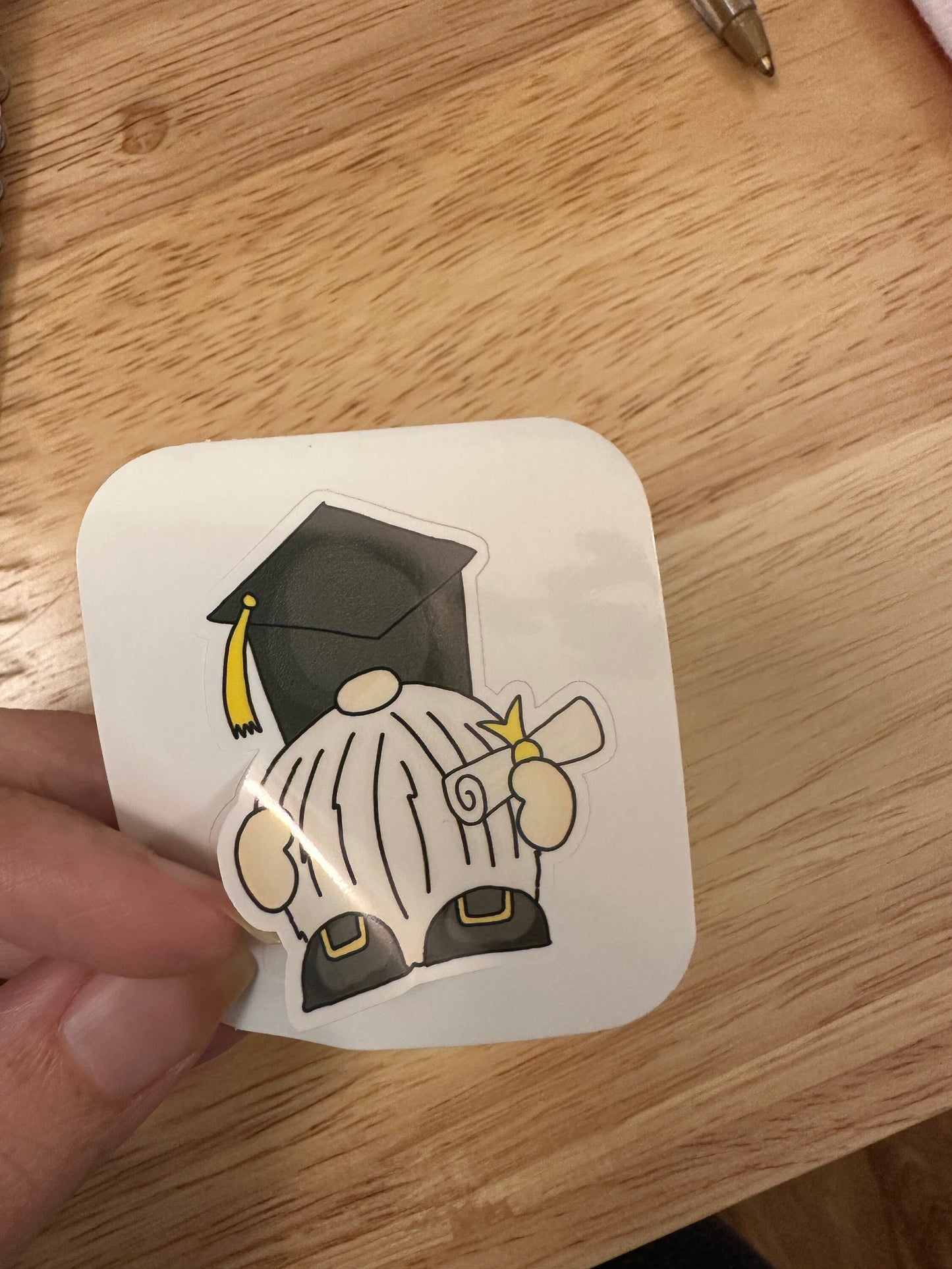 Graduation Gnome Sticker, Black Cap and Gown Gnome Sticker, Gnome at graduation Sticker, Cute Gnome sticker