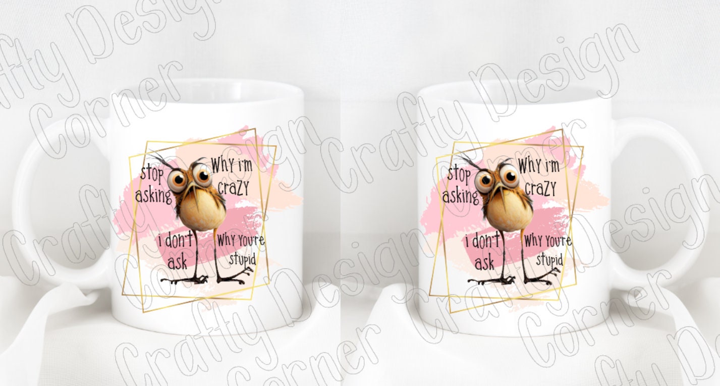 Custom Stop Asking Why I'm Crazy I don't Ask Why You're Stupid Mug, Custom coffee mug, Chicken Mug, Crazy Chicken Custom Mug
