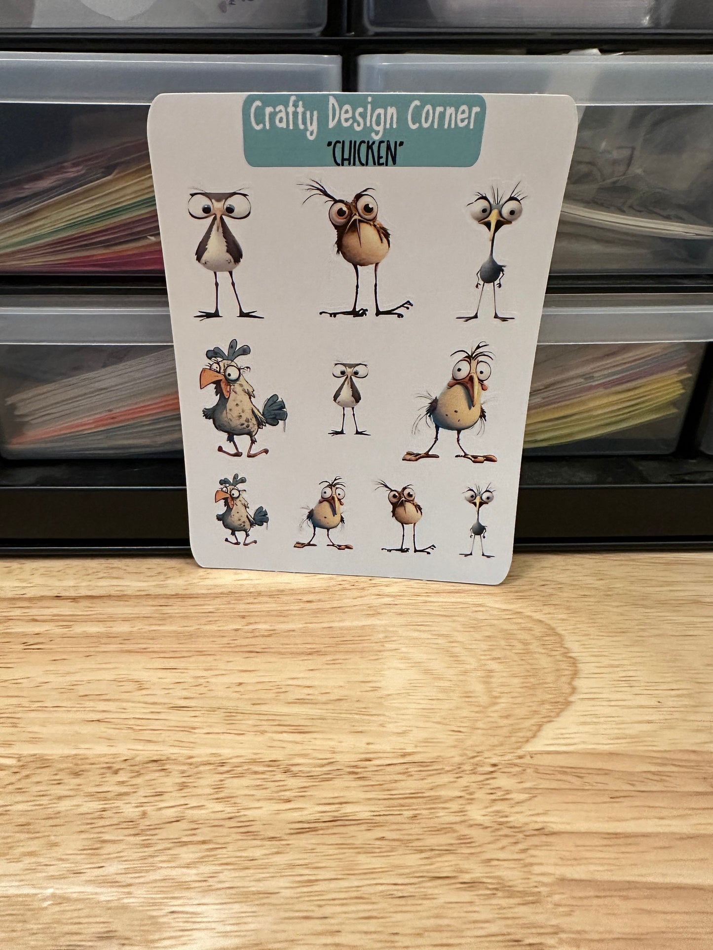 1.5" Crazy Chicken Sticker sheet, Chicken sheet, Crazy Eyed Chicken Sheet Stickers