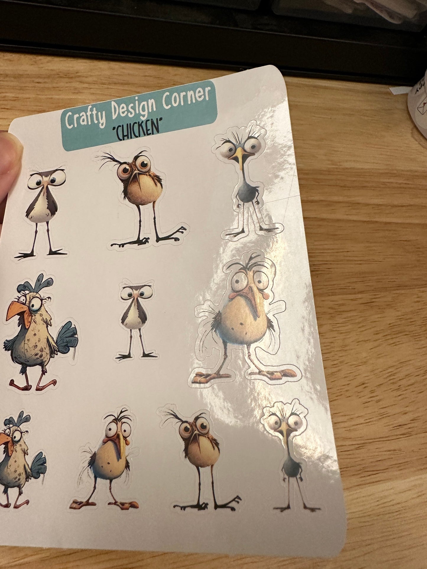 1.5" Crazy Chicken Sticker sheet, Chicken sheet, Crazy Eyed Chicken Sheet Stickers