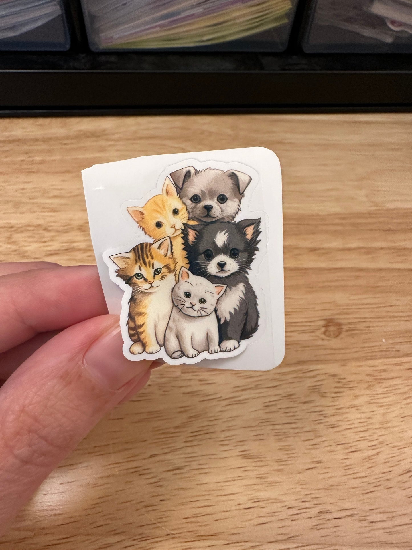 Cute Cat with Dogs Sticker, Cute Dog with Cat sticker, Halographic option