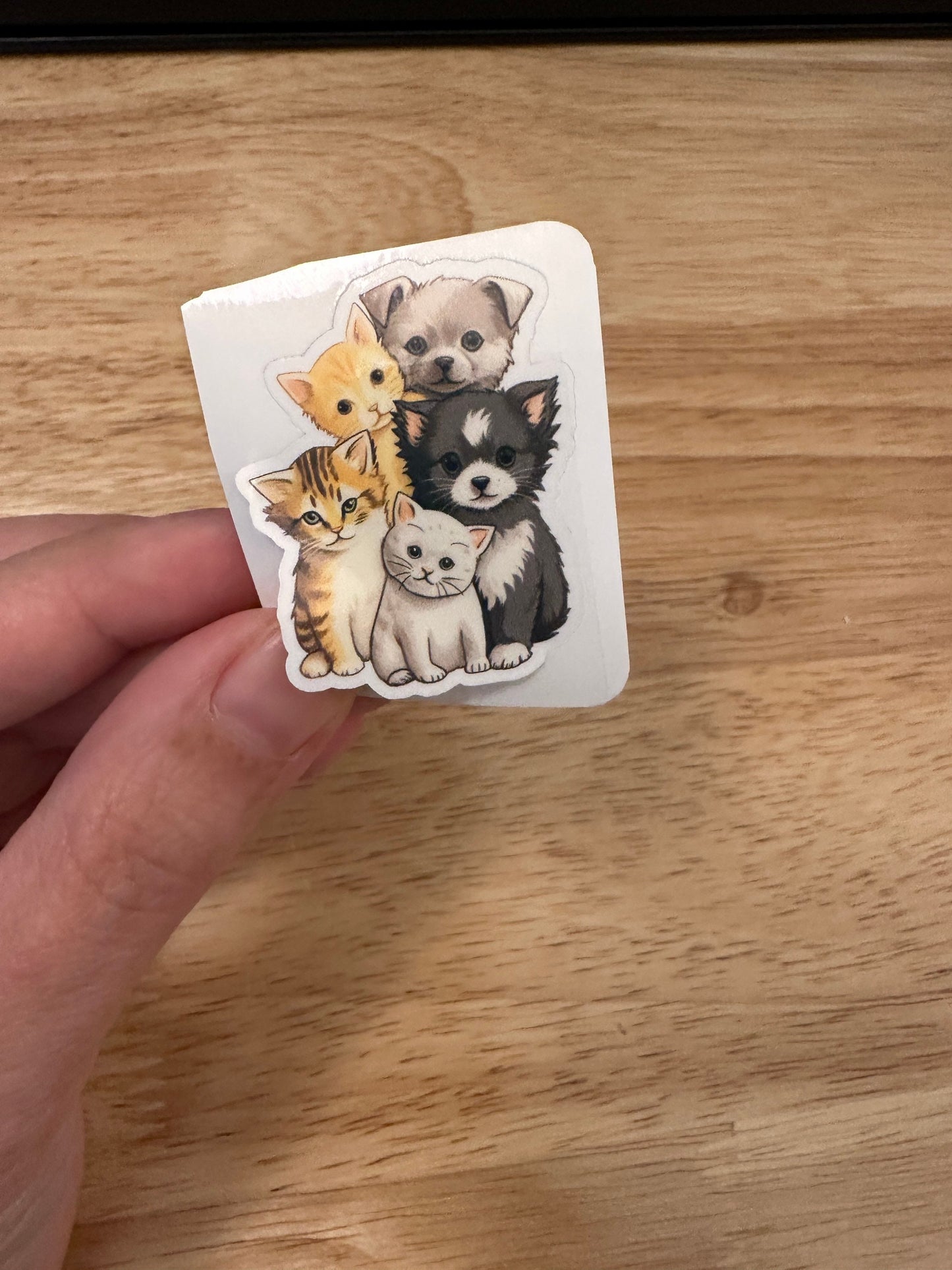 Cute Cat with Dogs Sticker, Cute Dog with Cat sticker, Halographic option