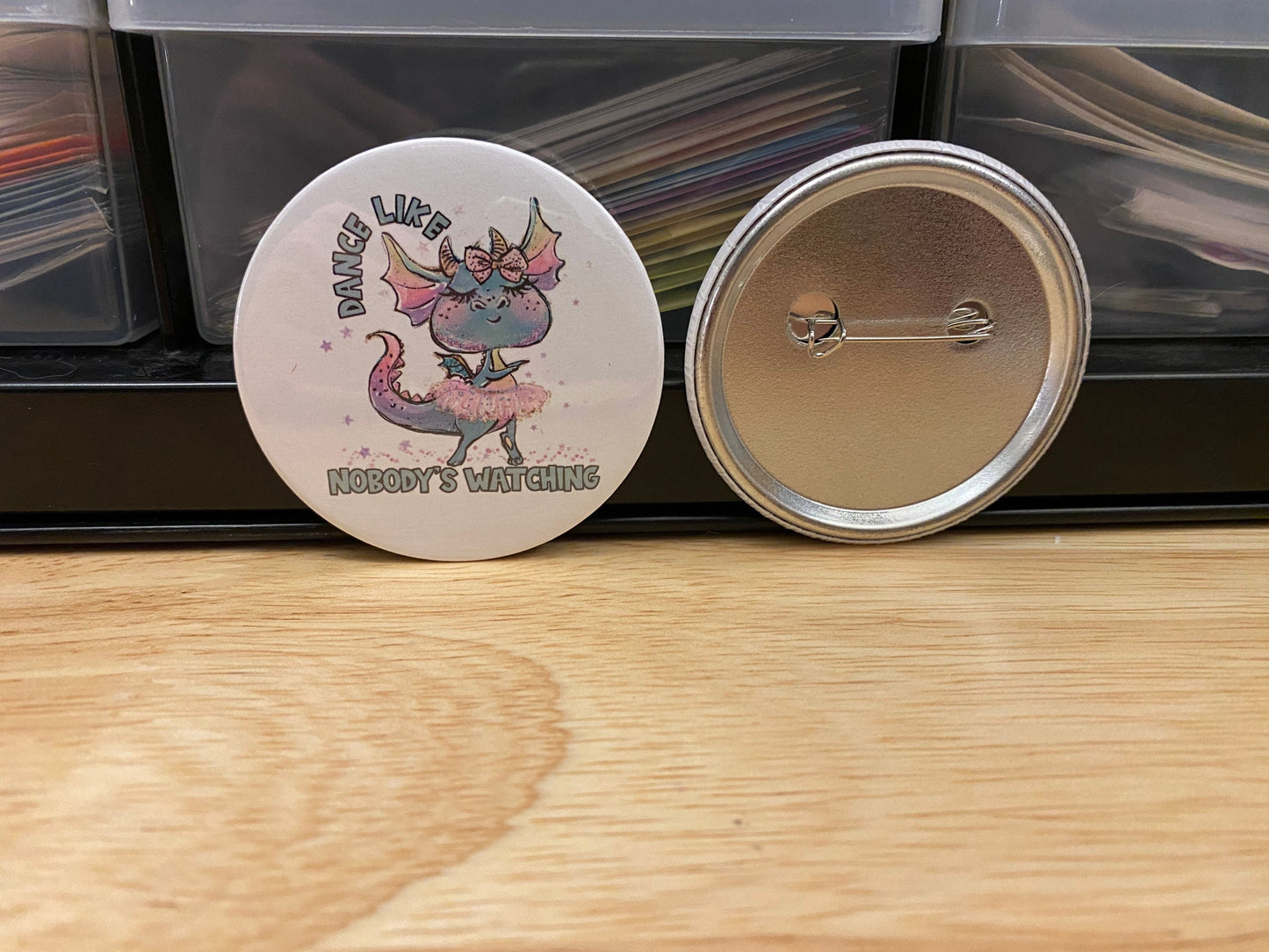 Dance like nobody's watching Pin Button, Back Pack Decoration, dragon design, 2.25" Button Pins & 1.25" Button options, Dance Button