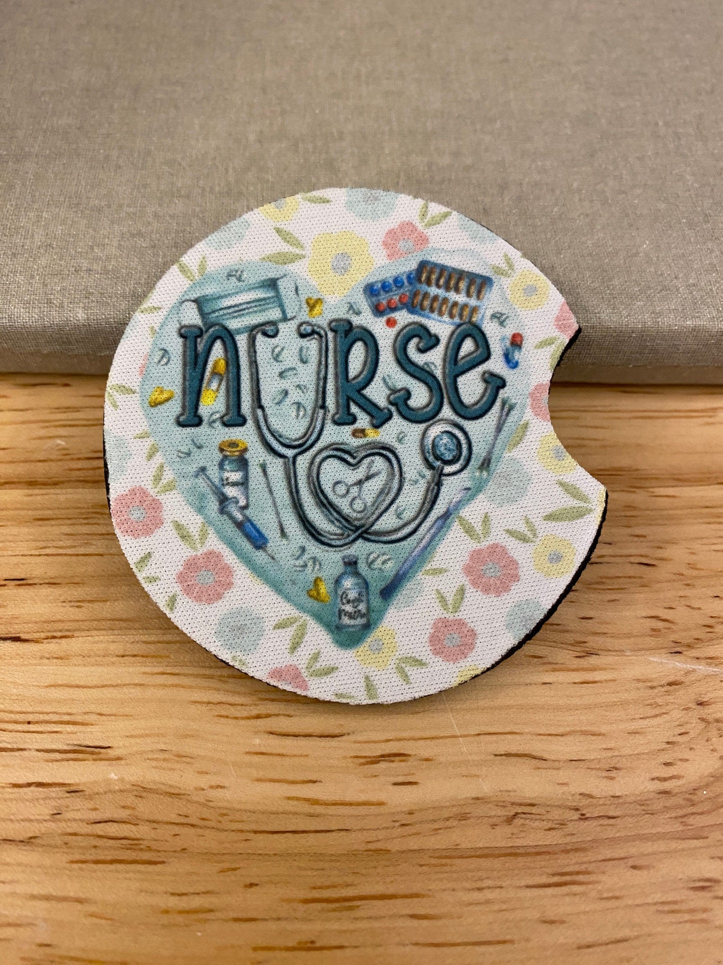 Nurse heart set of two matching car coasters