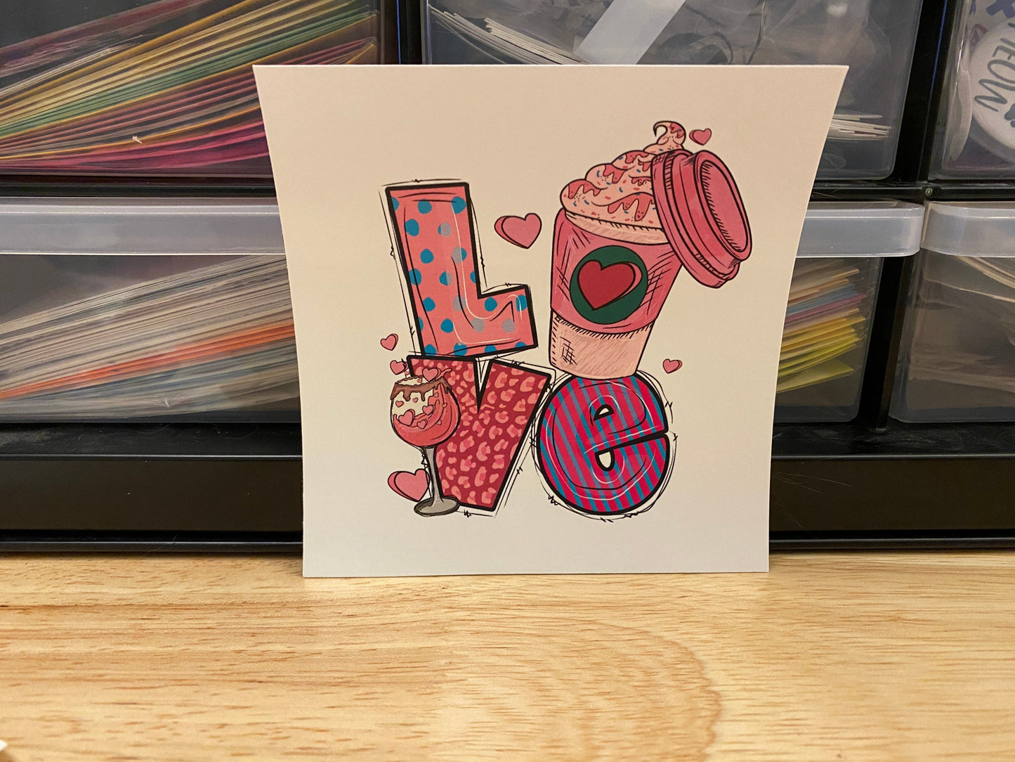 RTP Love Coffee Clear Waterslide or Sublimation option, RTP Transfer, Pink Love with Coffee and wine