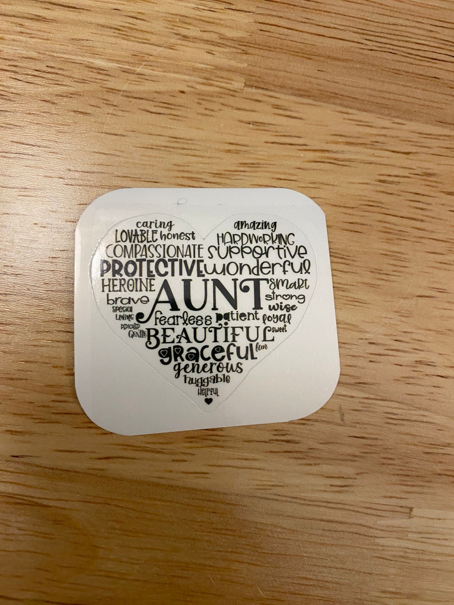 Aunt Heart Sticker with Inspirational Words, Heart Aunt sticker, aunt sticker, positivity aunt sticker