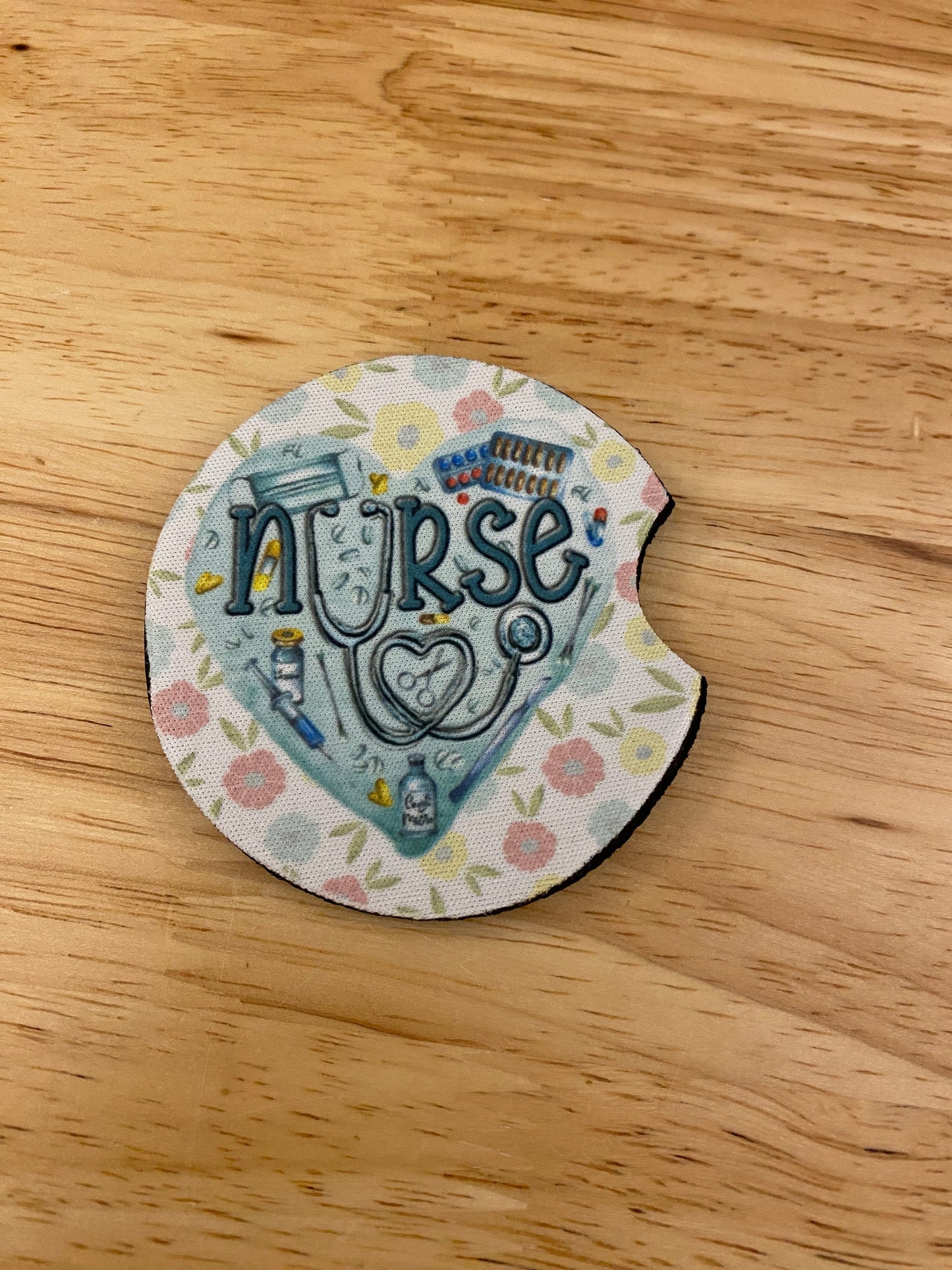 Nurse heart set of two matching car coasters