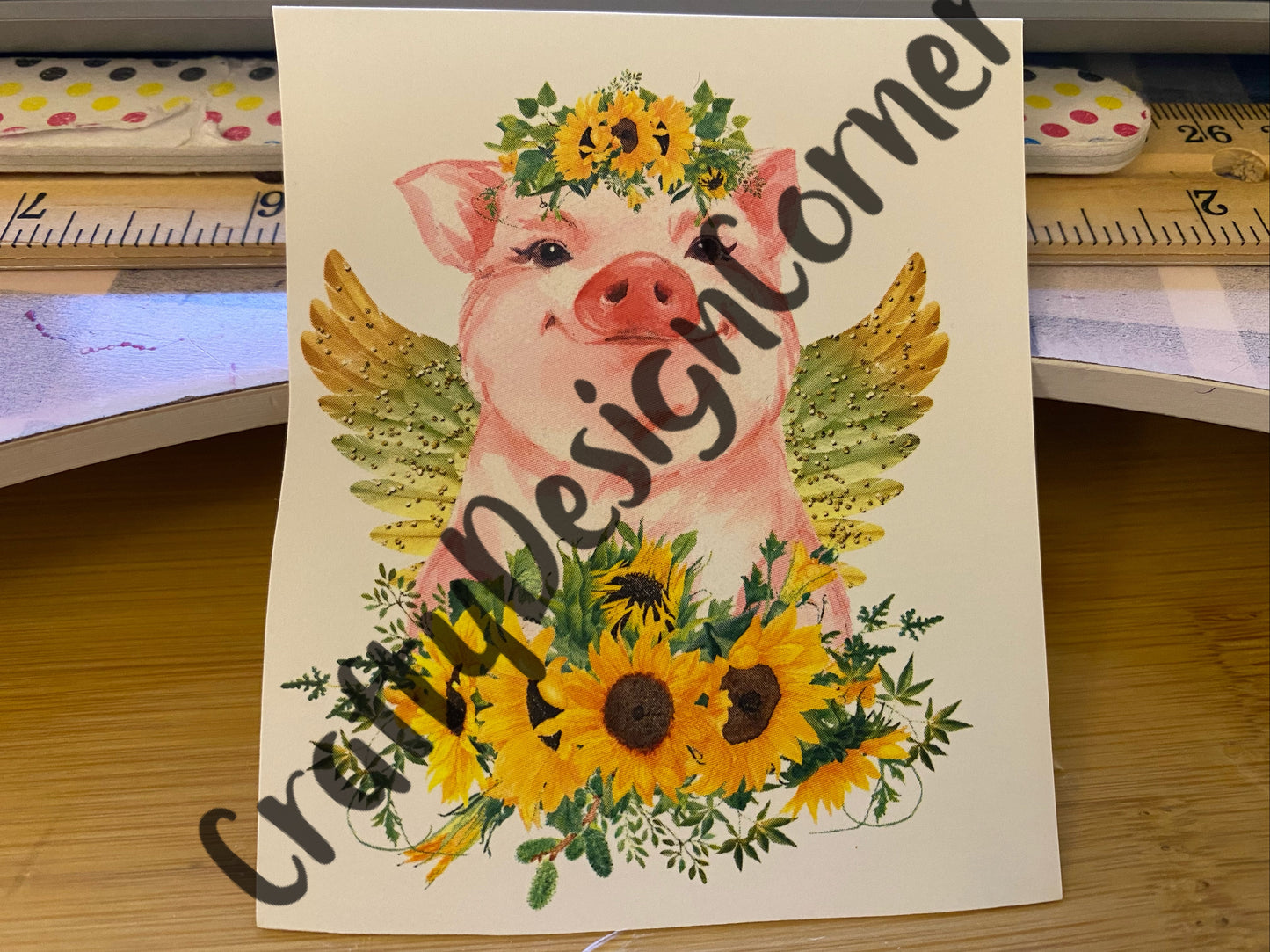 Pigs with wings and Flowers Clear WATER SLIDE