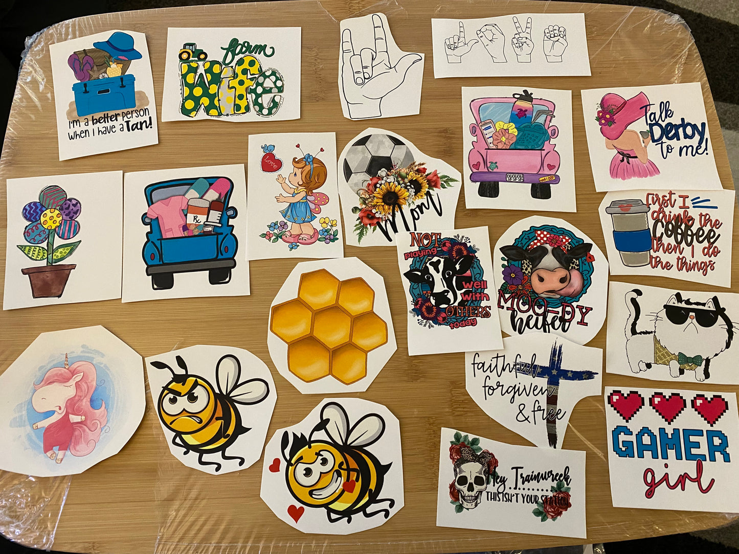 10 Random lot of Clear WATERSLIDE Laser Printed, Lot 2 OVERSTOCKED
