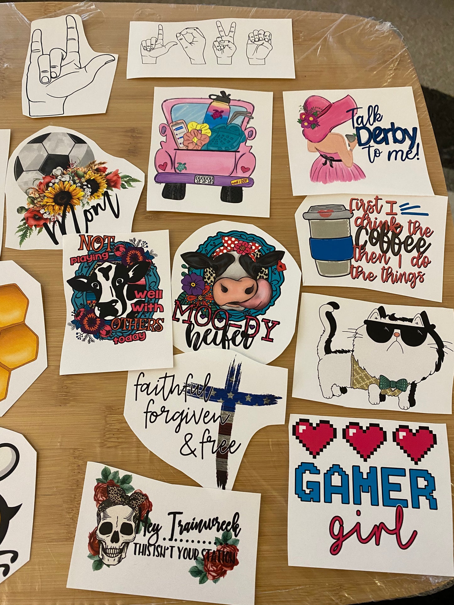 10 Random lot of Clear WATERSLIDE Laser Printed, Lot 2 OVERSTOCKED