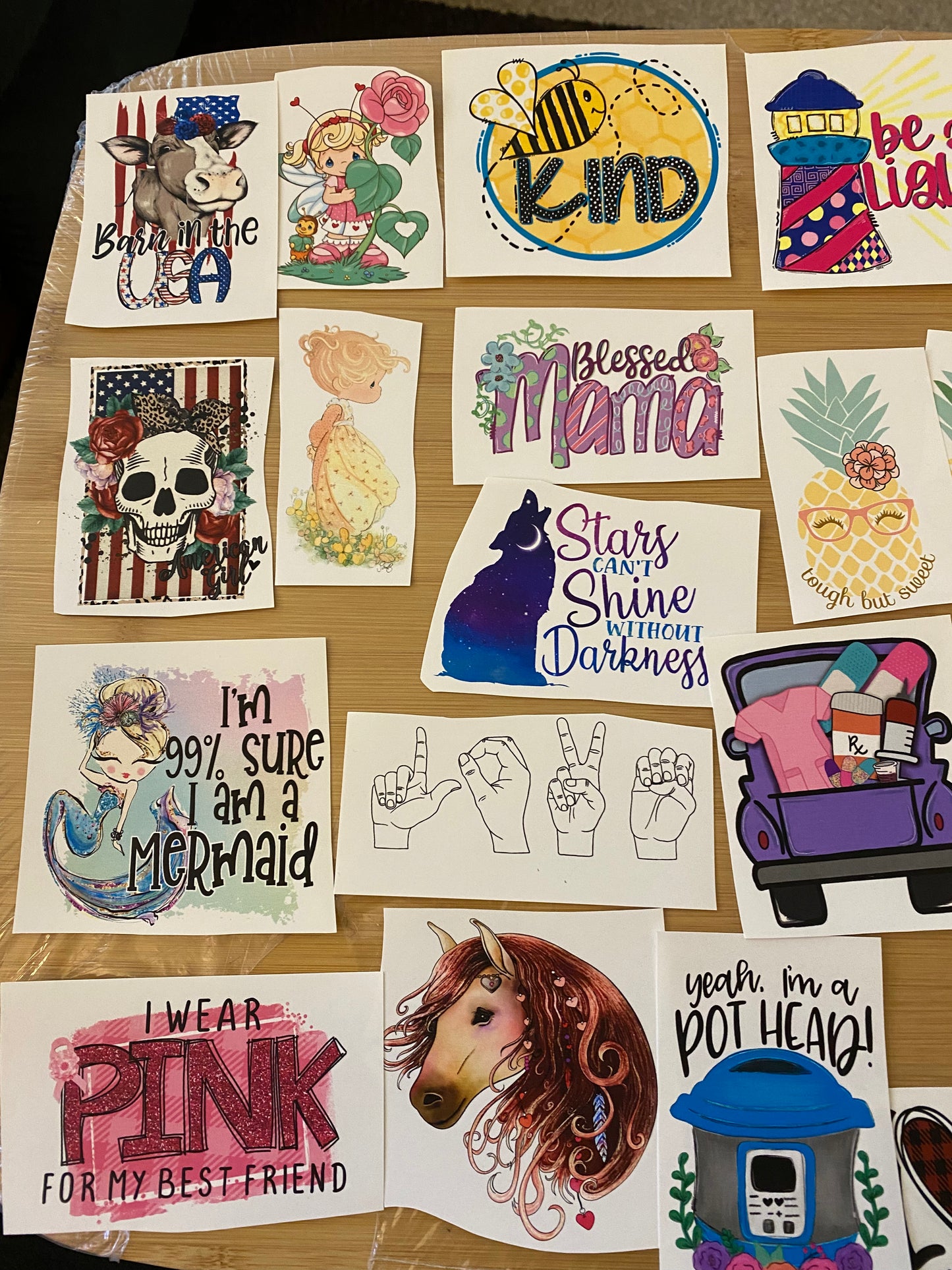 10 Random lot of Clear WATERSLIDE Laser Printed, Lot 3 DESTASHING