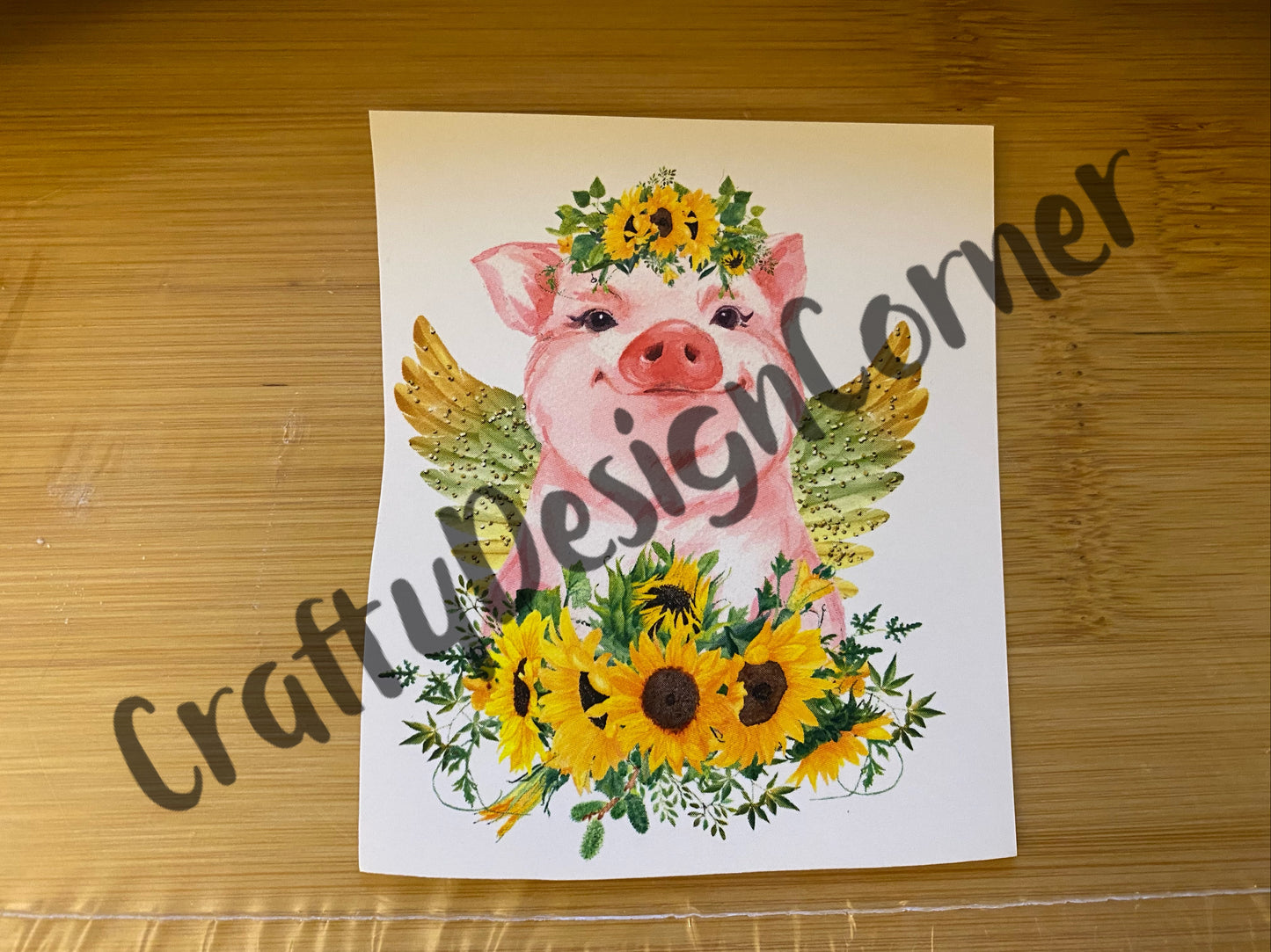Pigs with wings and Flowers Clear WATER SLIDE