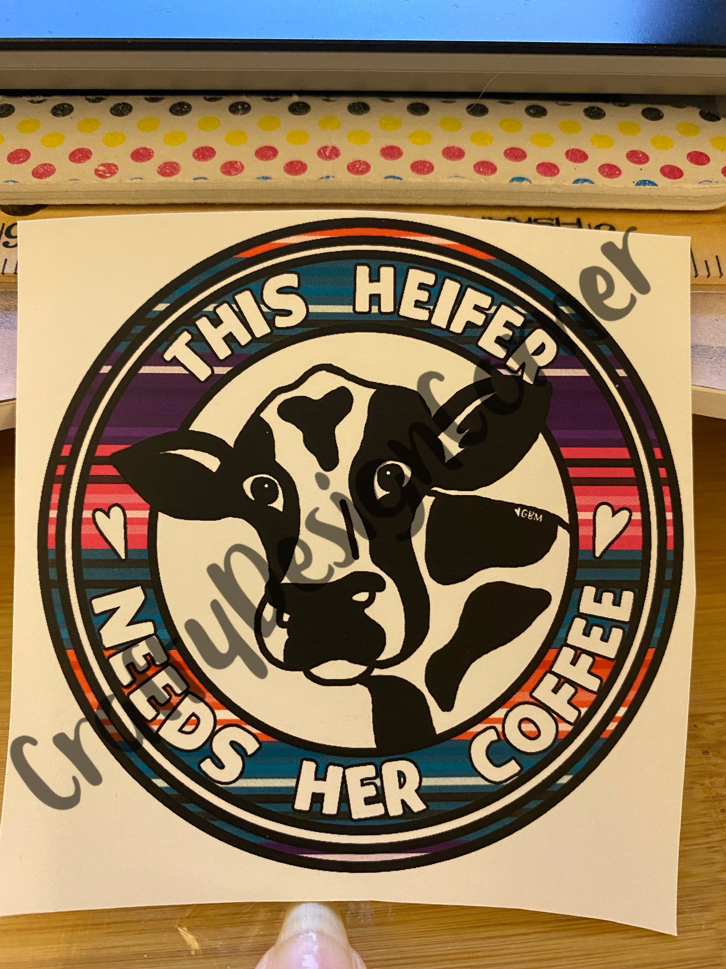 This heifer needs her Coffee Clear WATER SLIDE