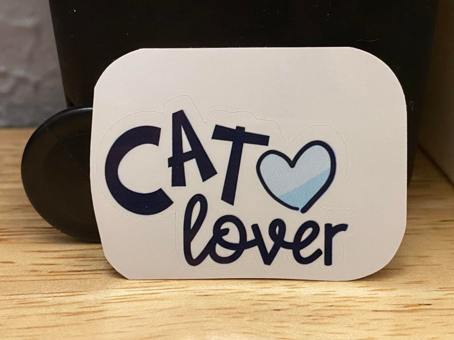 Blue Heart with Cat Lover STICKER