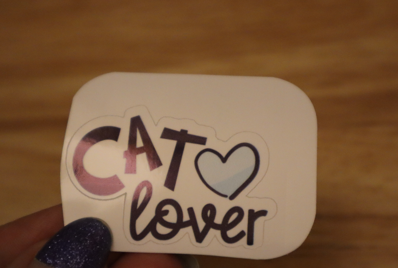 Blue Heart with Cat Lover STICKER