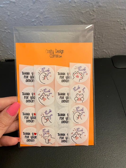 24 pcs Paw Thank you Stickers
