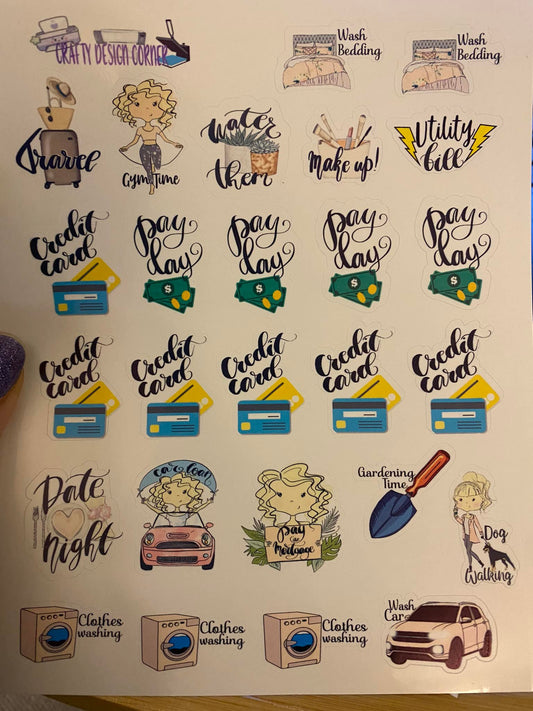Sheet of Monthly Planner Stickers