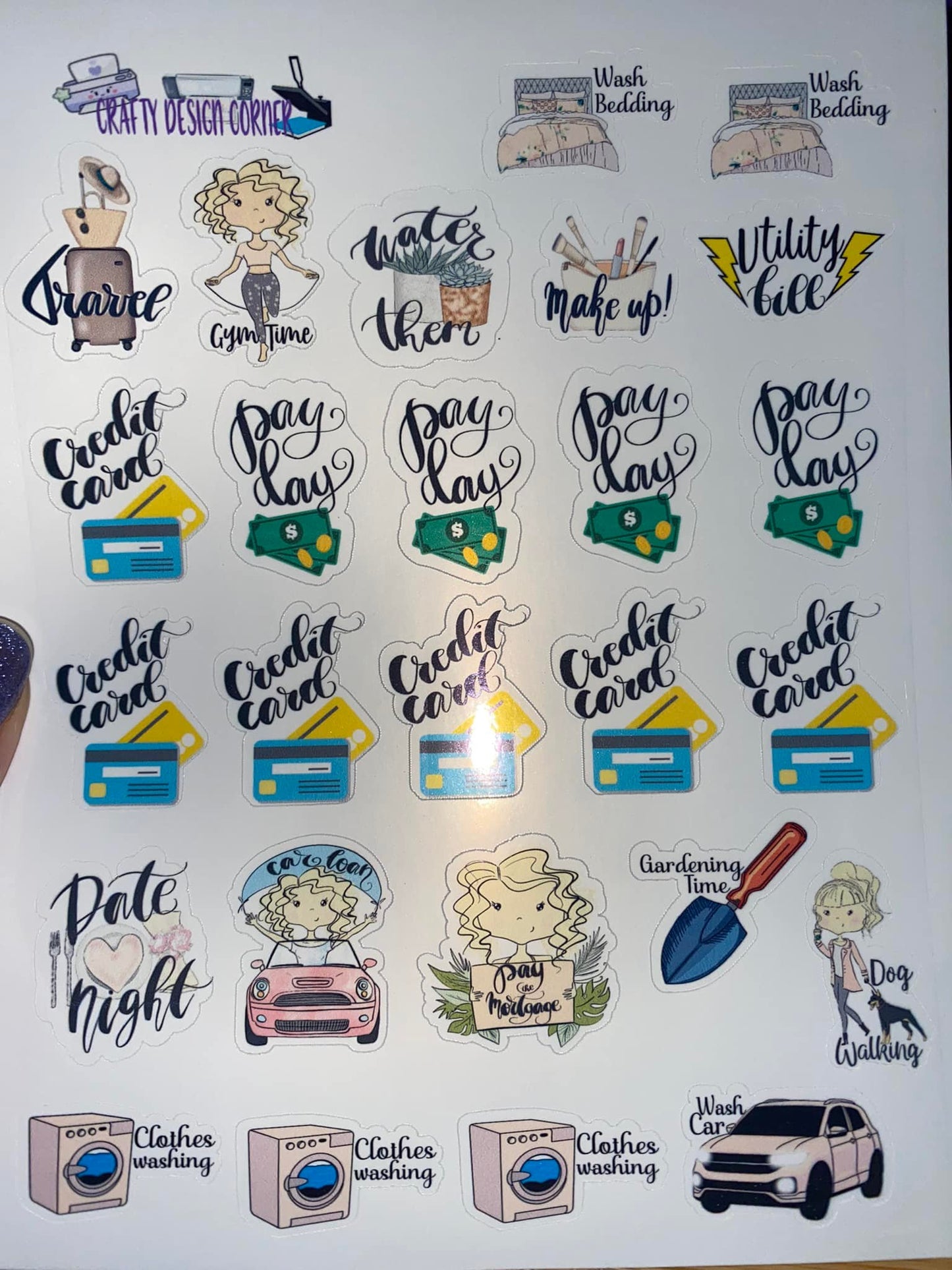 Sheet of Monthly Planner Stickers
