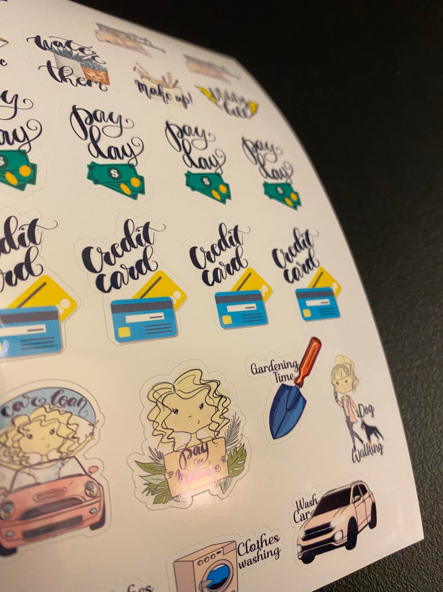 Sheet of Monthly Planner Stickers