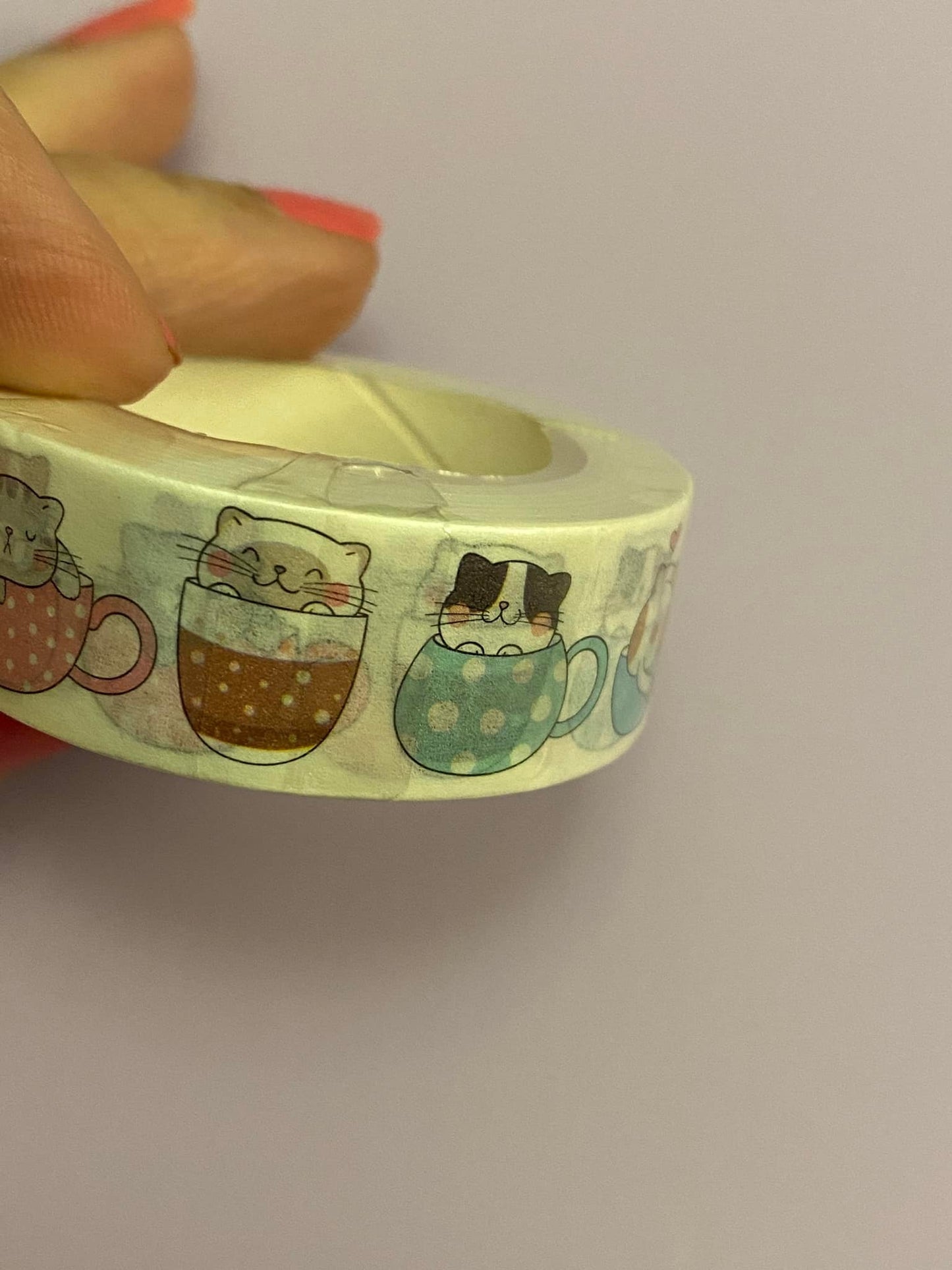 Big Roll of Tea Cup Cats Washi Tape