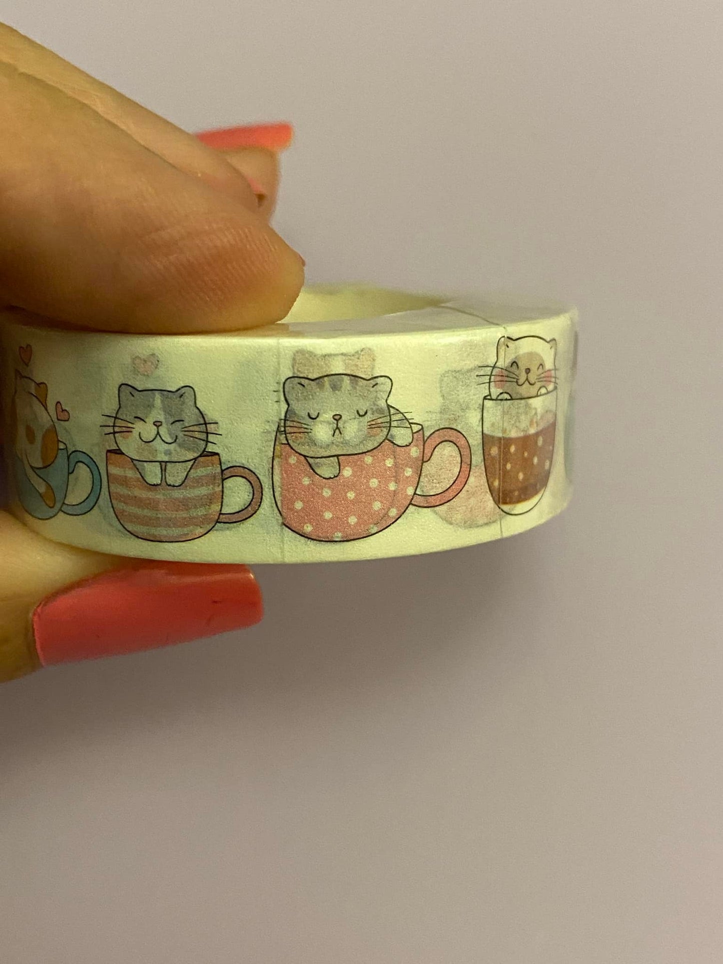Big Roll of Tea Cup Cats Washi Tape