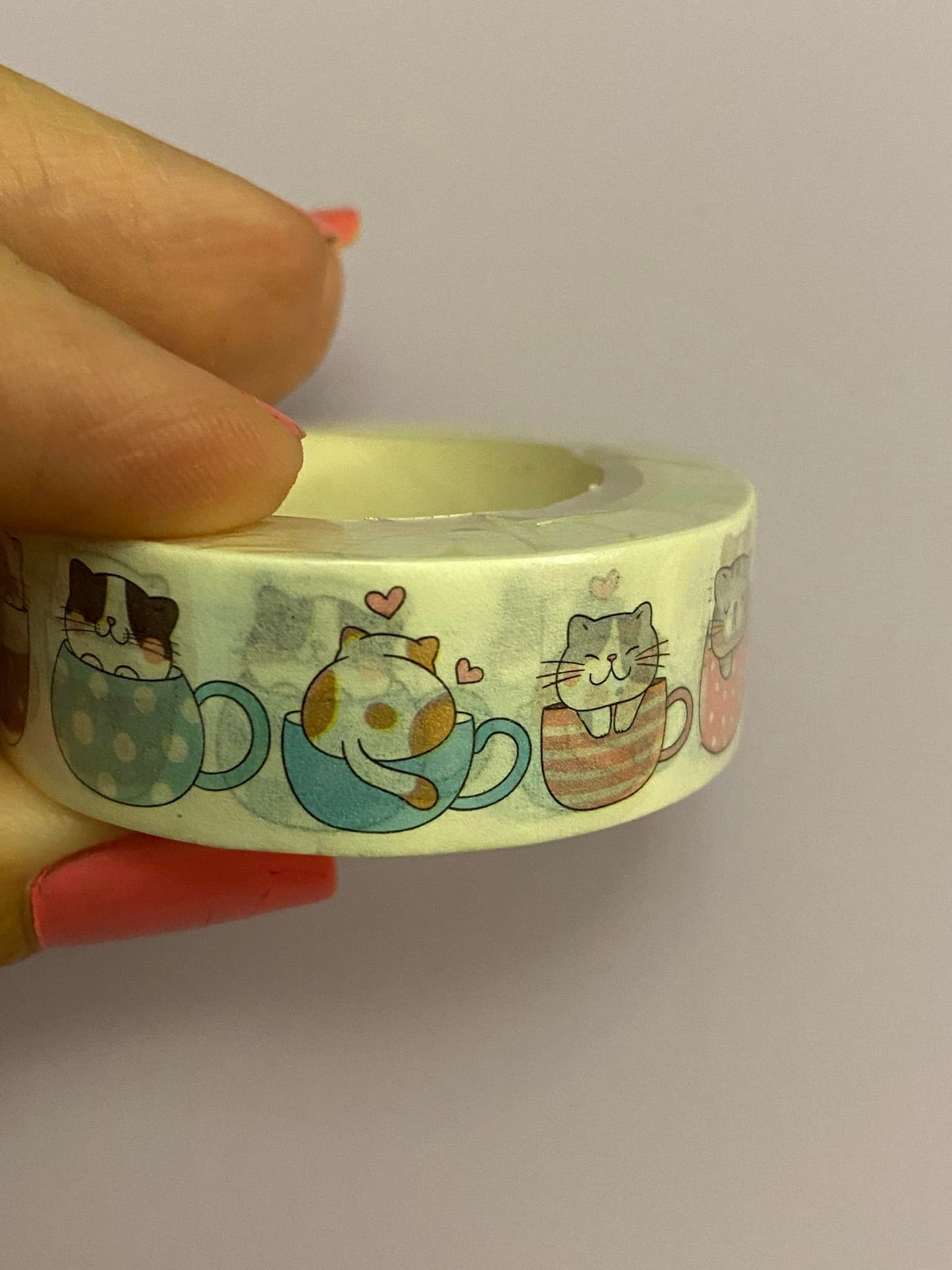 Big Roll of Tea Cup Cats Washi Tape