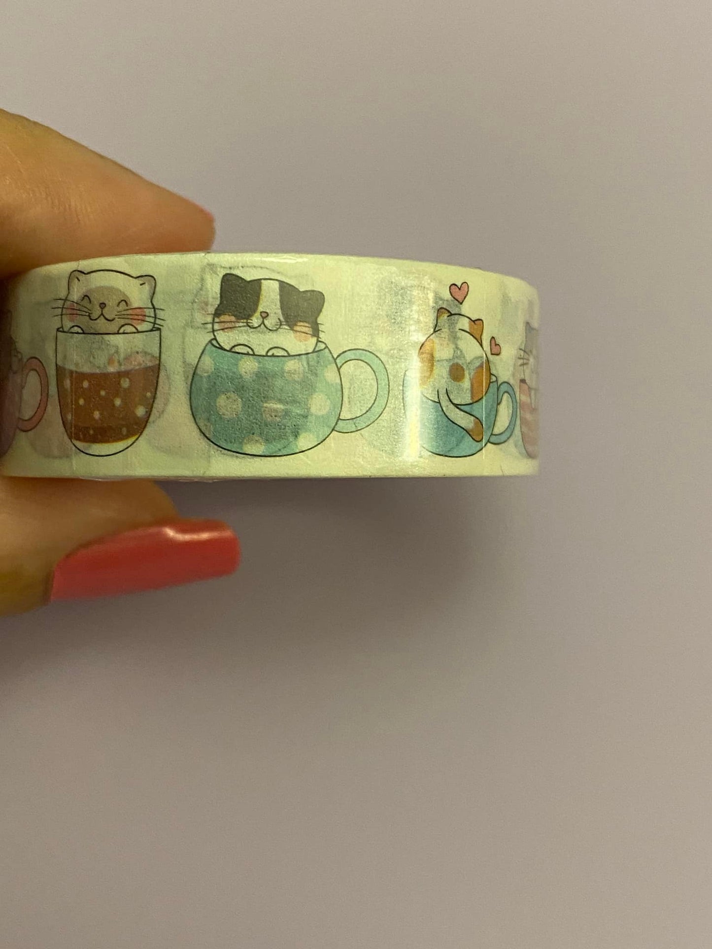 Big Roll of Tea Cup Cats Washi Tape