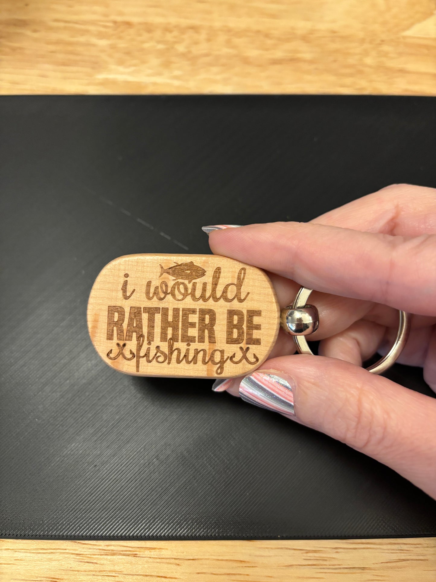 I Would Rather be Fishing Key chain, Fishing Key chain, Custom key chain, Engraved Keyc hain, Wooden Key chain
